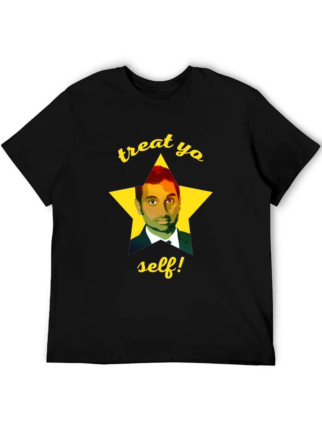 Black Treat Yo Self Aziz Ansari T-Shirt view 5