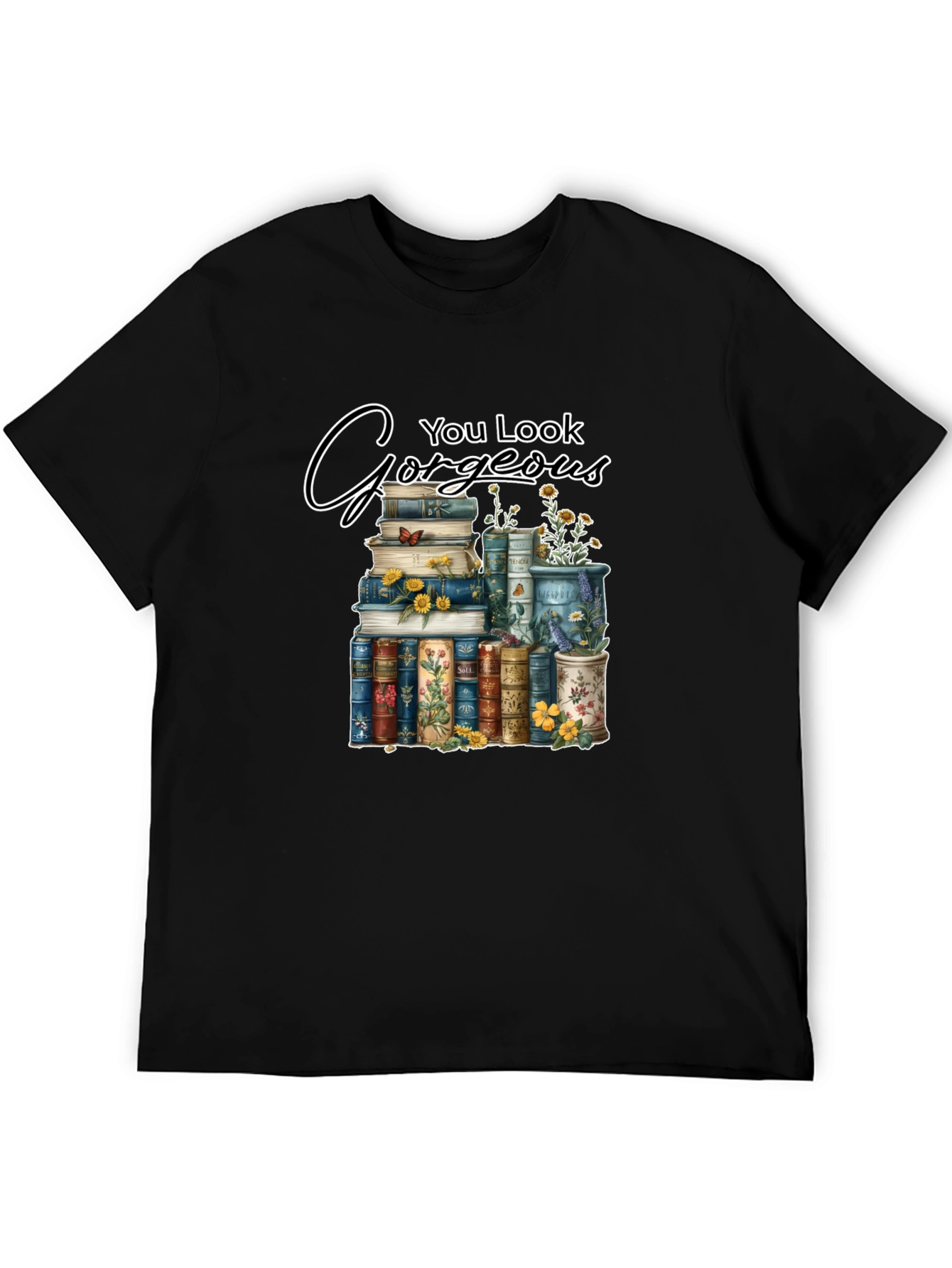 Black Gorgeous Book Stack T-Shirt view 5