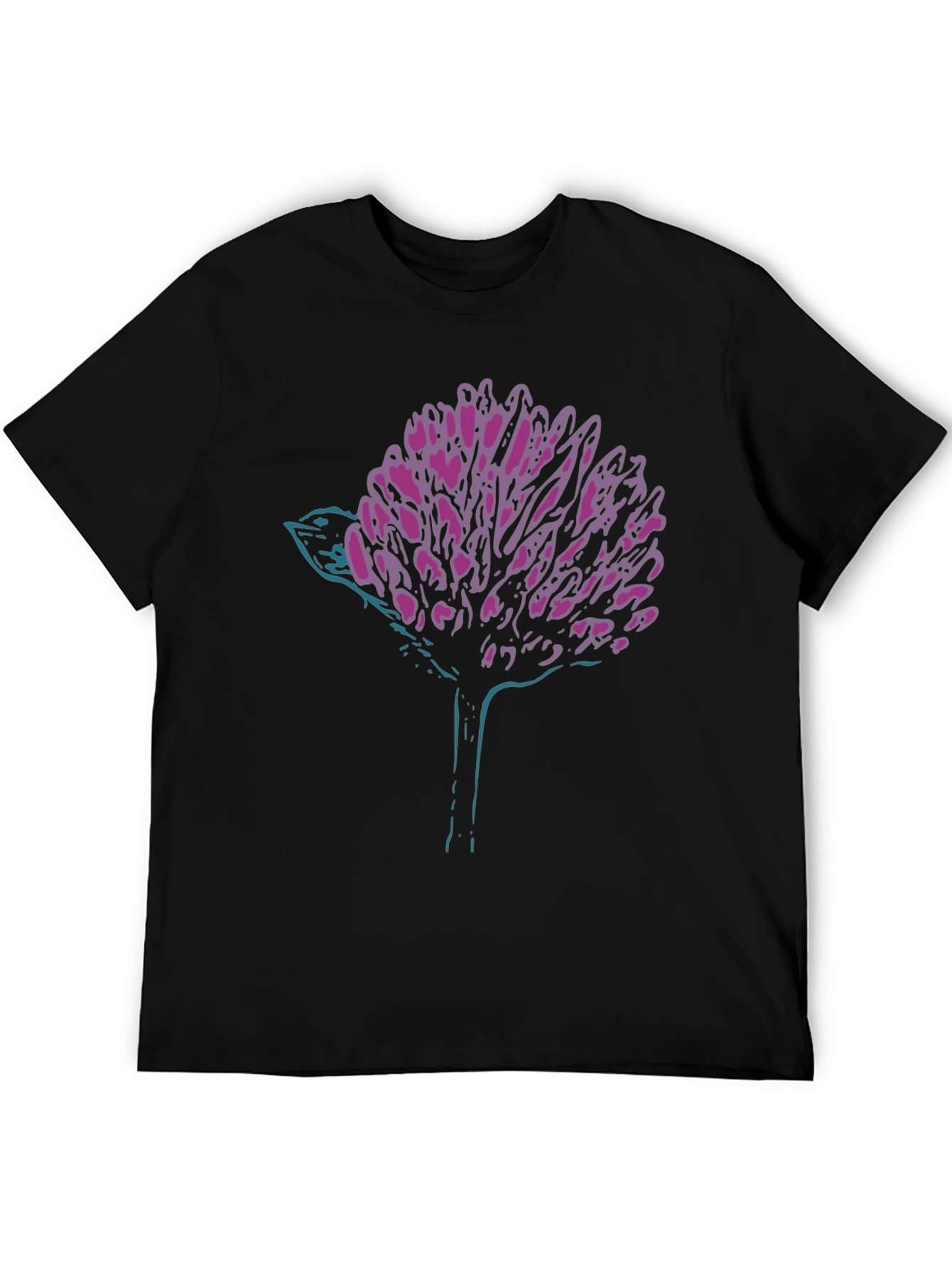 Black Modern Graphic Tee - Abstract Bird & Bloom view 5