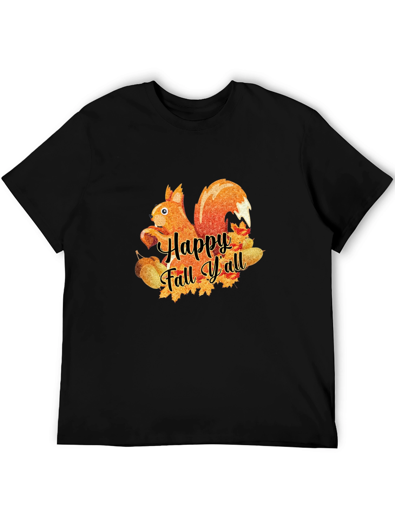 Black Happy Fall Y'all Squirrel T-Shirt view 5