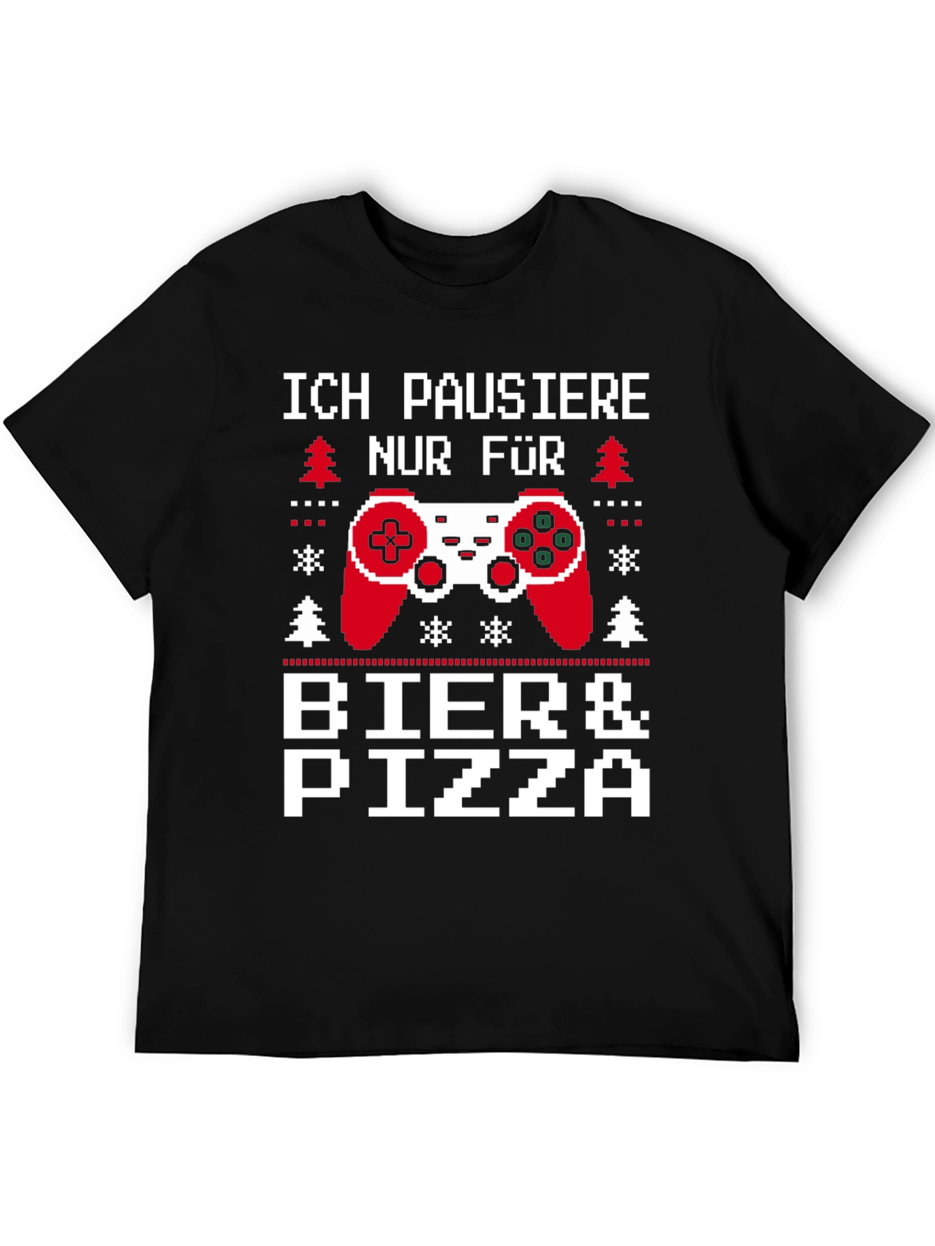 Black Gamer Beer & Pizza T-Shirt - Ich Pausiere Nur Fur view 5