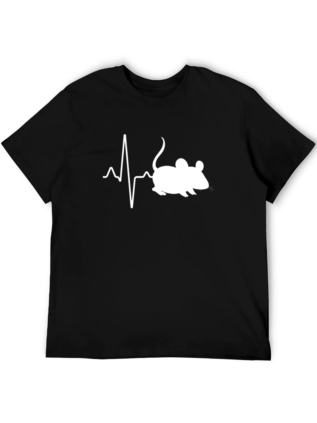 Black Mouse Heartbeat T-Shirt - Black Graphic Tee view 5