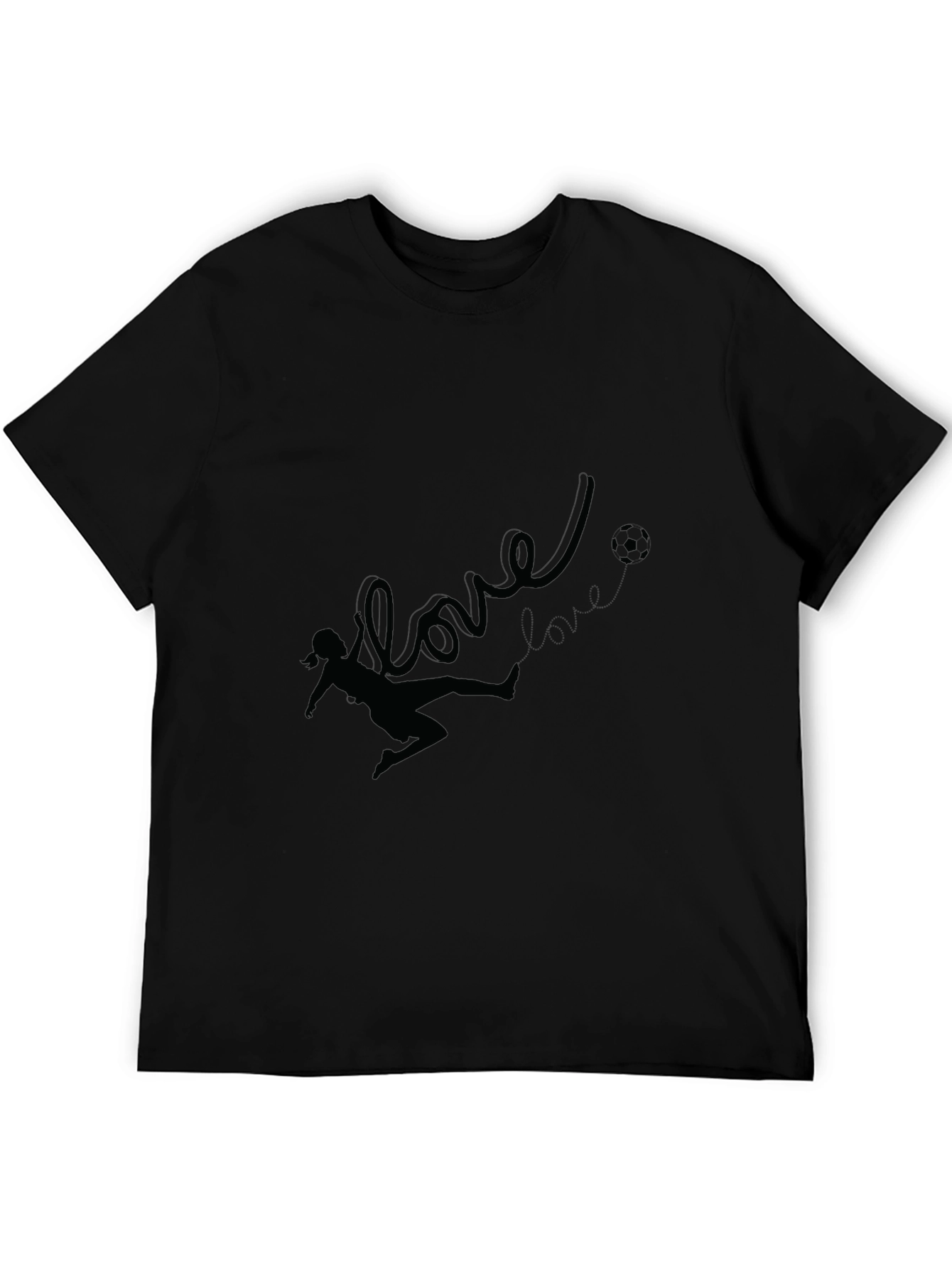 Black Love Soccer Black T-Shirt for Women view 5