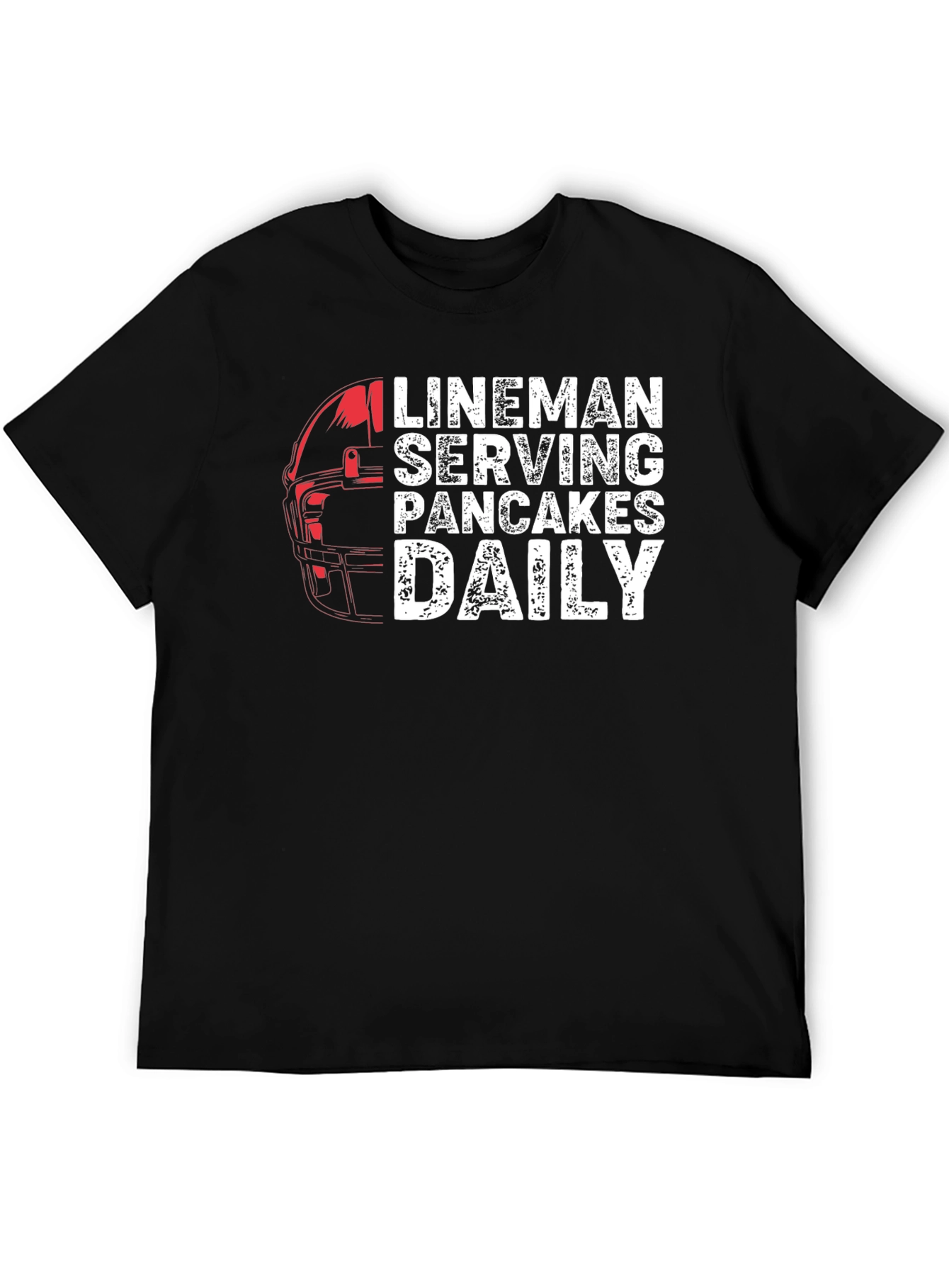 Black Lineman Serving Pancakes Daily Black T-Shirt view 5