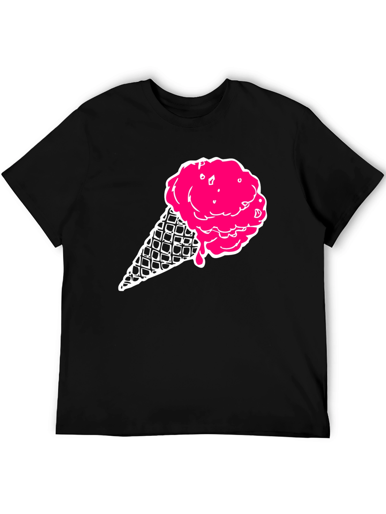 Black Ice Cream Graphic Tee - Black Cotton T-Shirt view 5