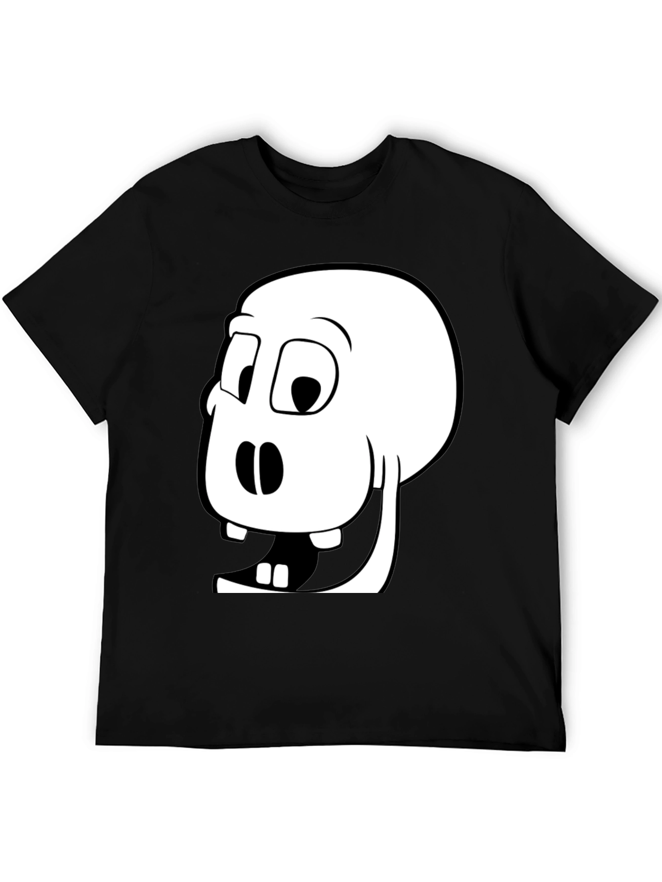 Black Funny Cartoon Skull Graphic Tee - Black Cotton Blend view 5