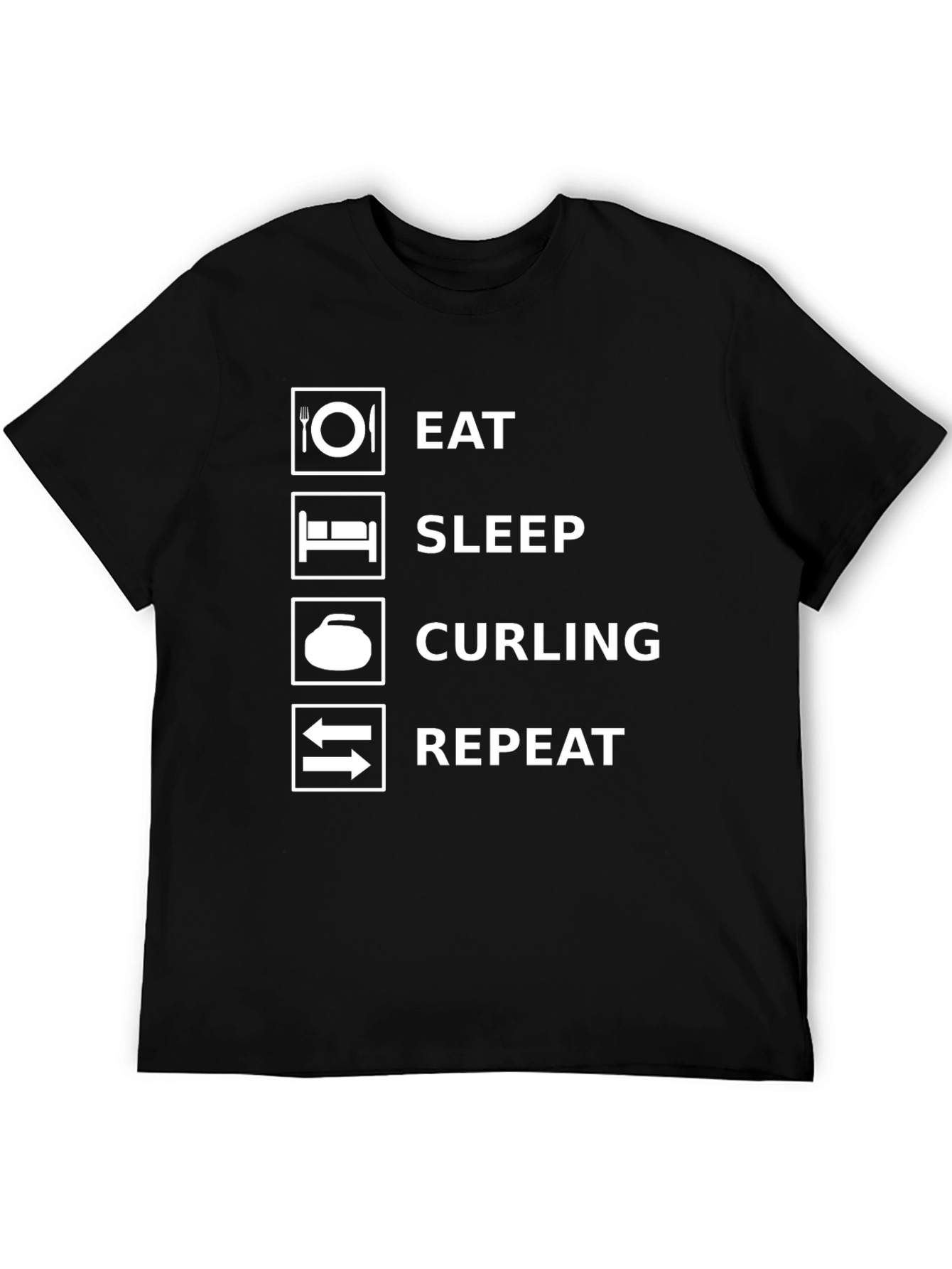 Black Eat Sleep Curling Repeat T-Shirt view 5