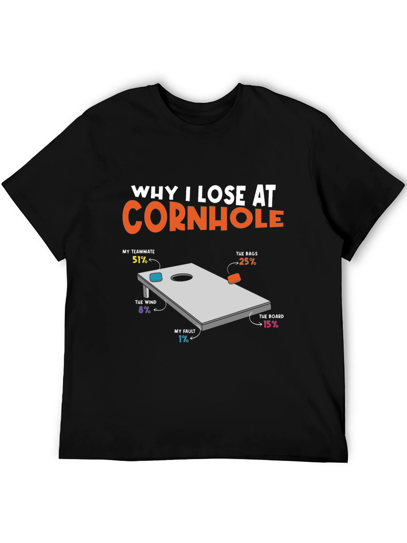Black Funny Cornhole T-Shirt - Blame Your Losses! view 5