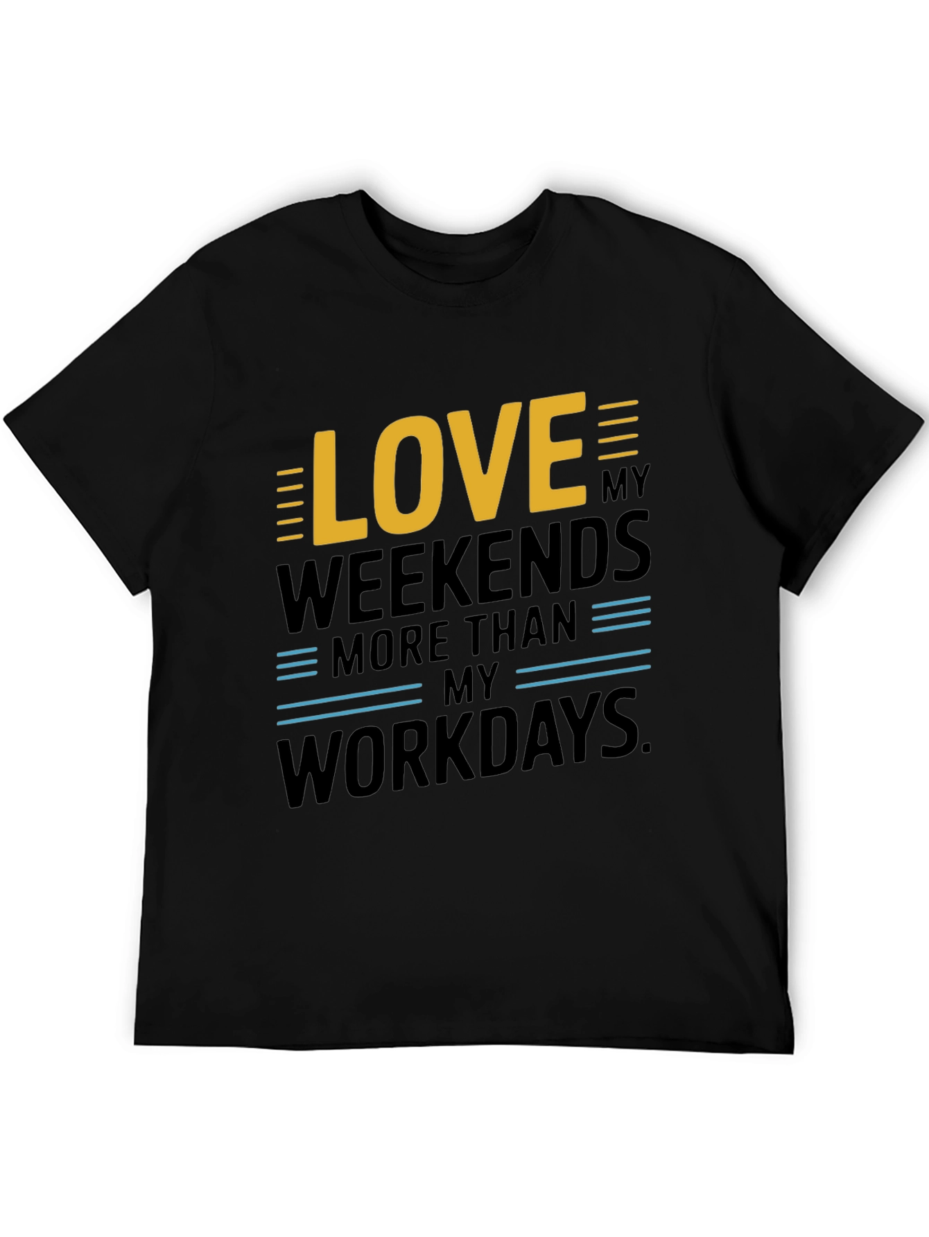 Black Love My Weekends Graphic Tee - Black Cotton view 5
