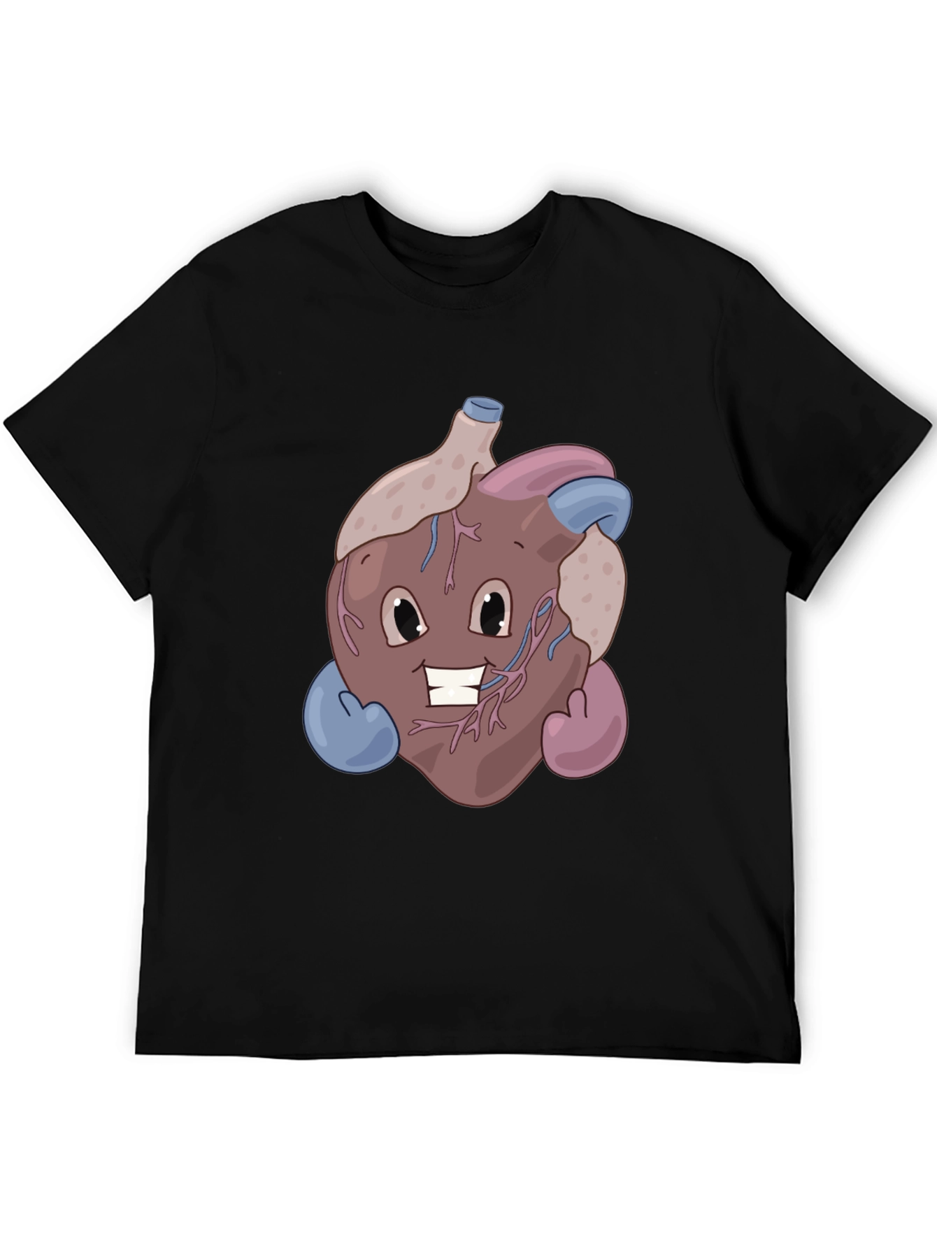 Black Funny Cartoon Heart T-Shirt - Anatomically Awesome! view 5