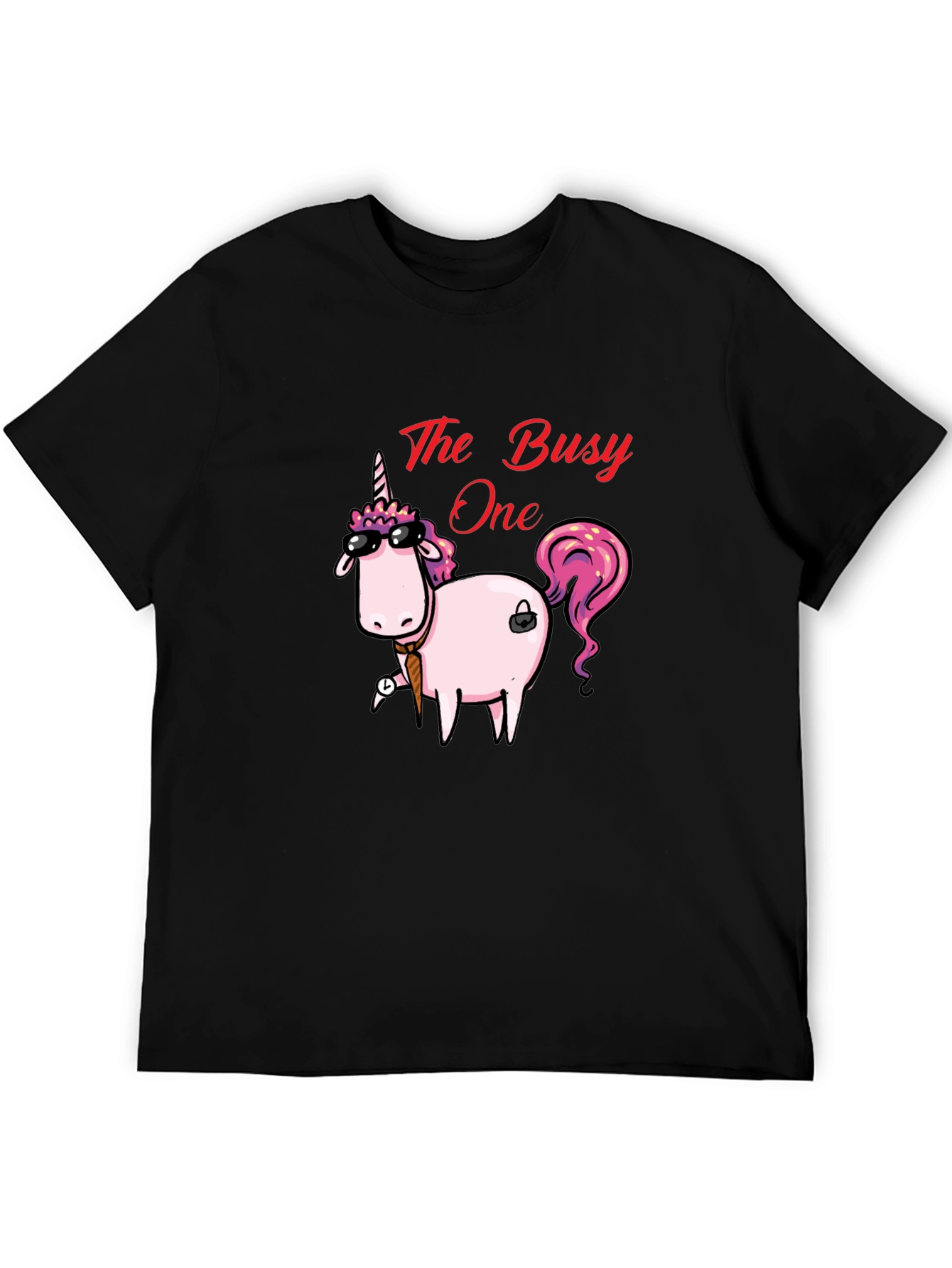 Black The Busy One Unicorn Graphic T-Shirt view 5