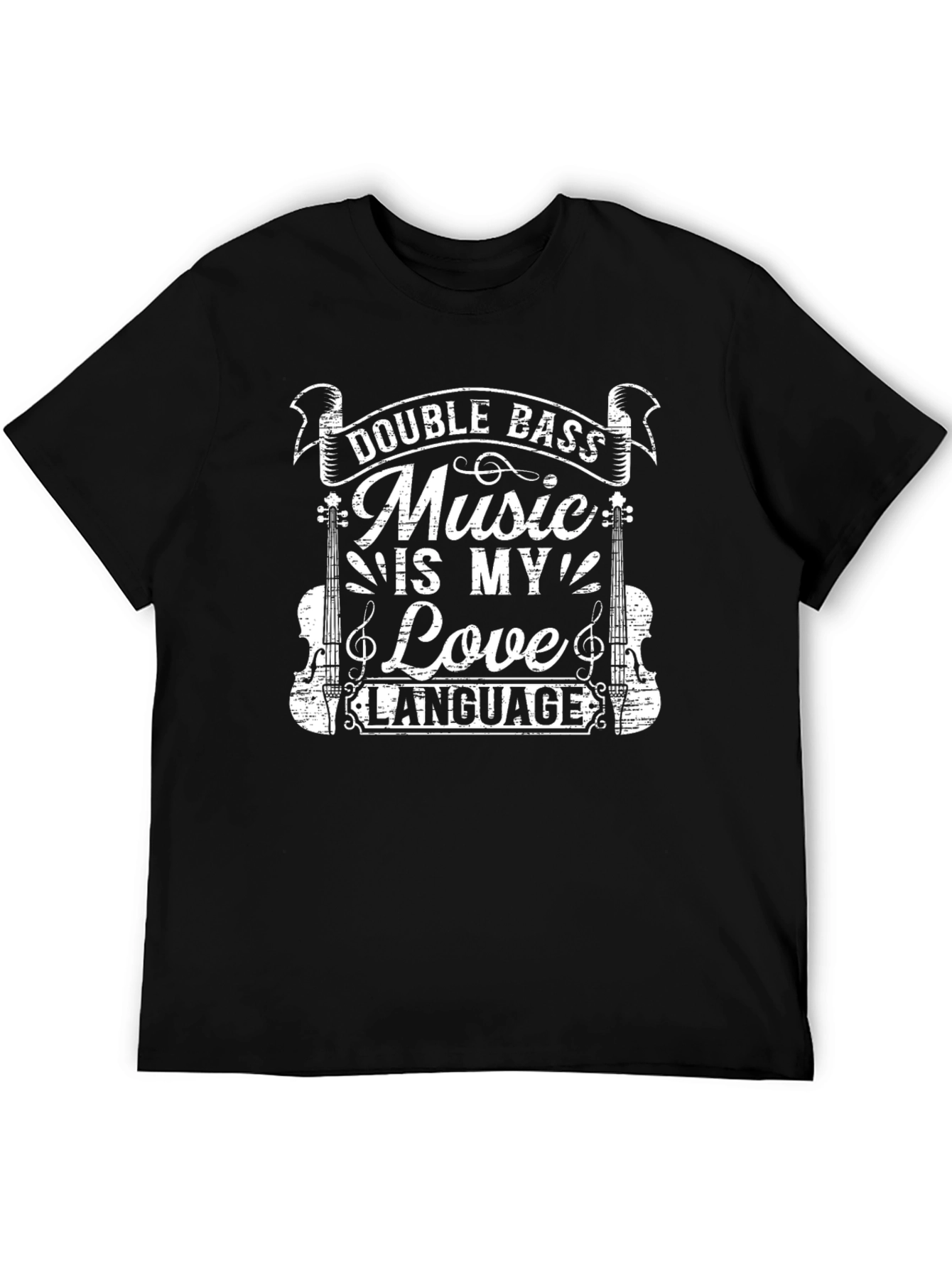 Black Double Bass Music T-Shirt view 5