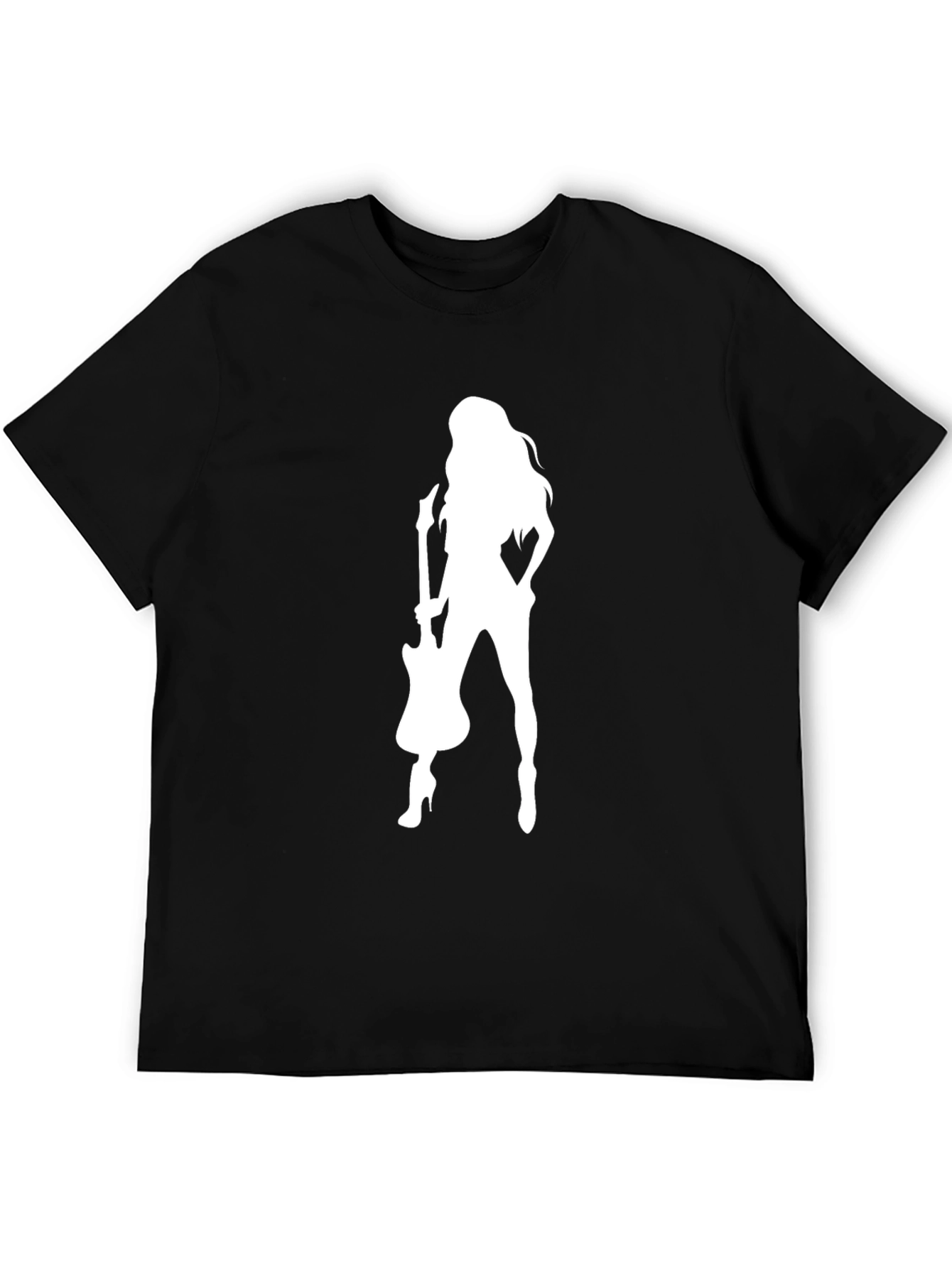 Black Guitar Girl Graphic Tee - Rocker T-Shirt view 5