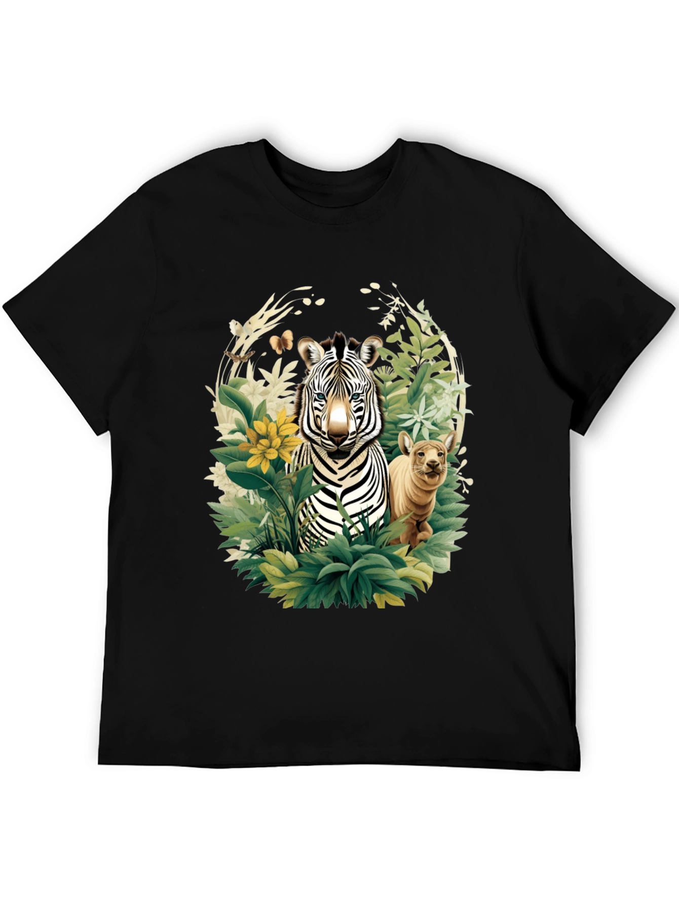 Black Zebra & Cub Wildlife T-Shirt - Unique Animal Design view 5