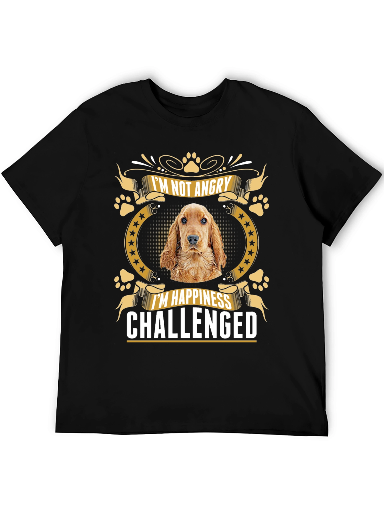 Black Dog Lover T-Shirt - I'm Not Angry, Happiness Challenged view 5