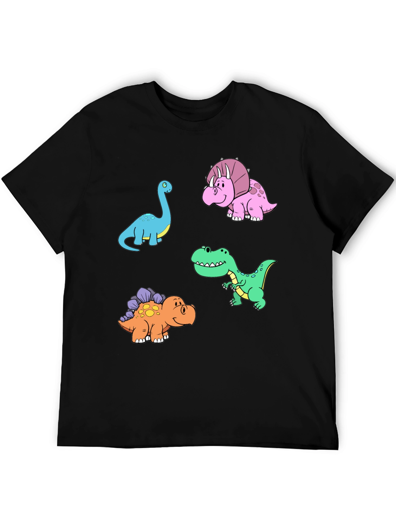 Black Dinosaur Cartoon Print Black T-Shirt view 5