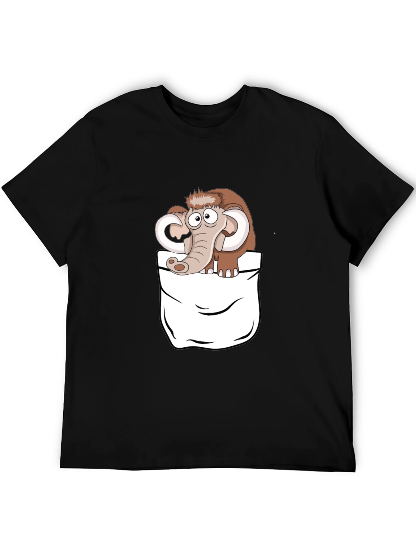 Black Cartoon Mammoth Pocket Black T-Shirt view 5