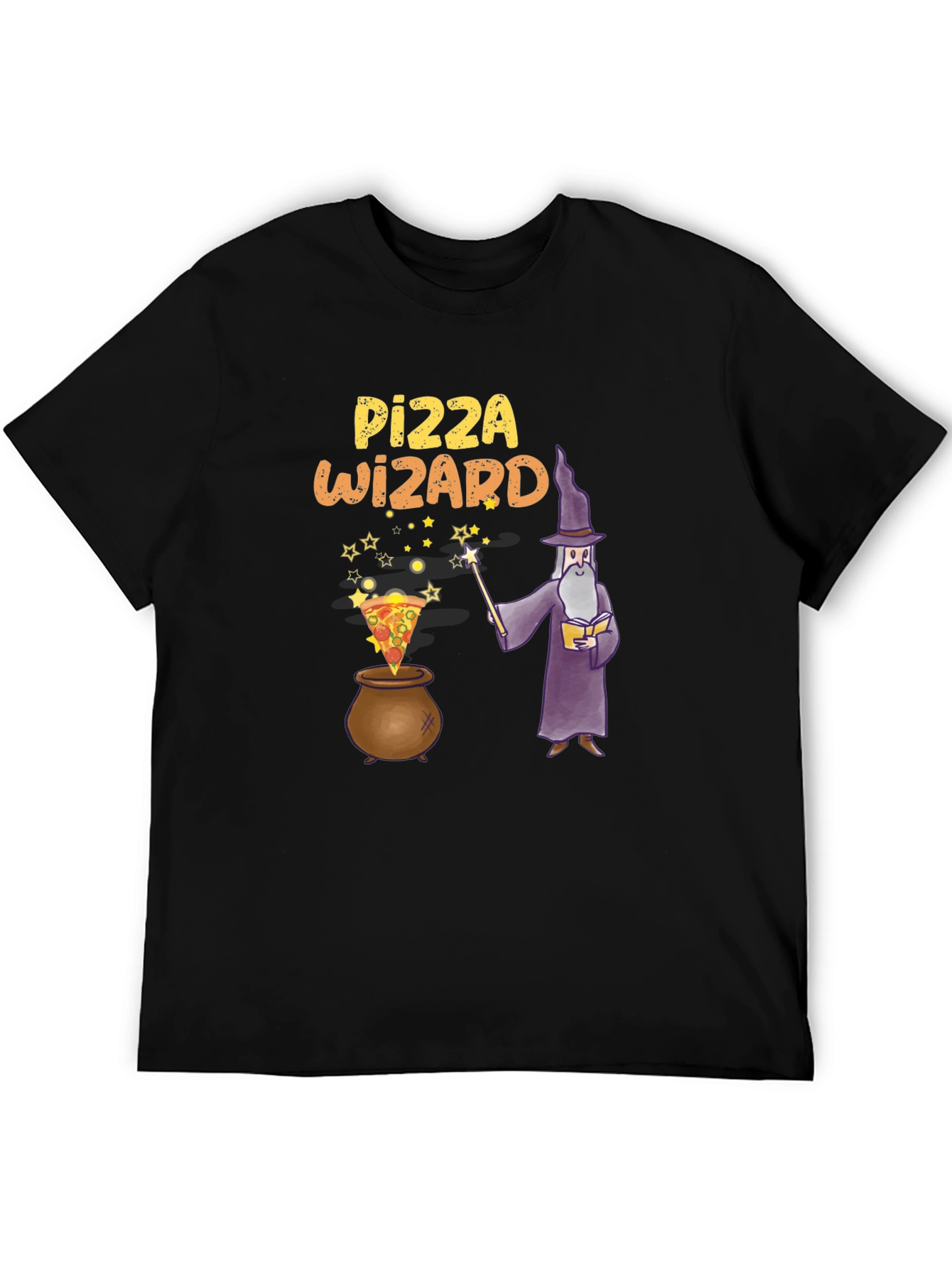 Black Pizza Wizard Graphic T-Shirt view 5