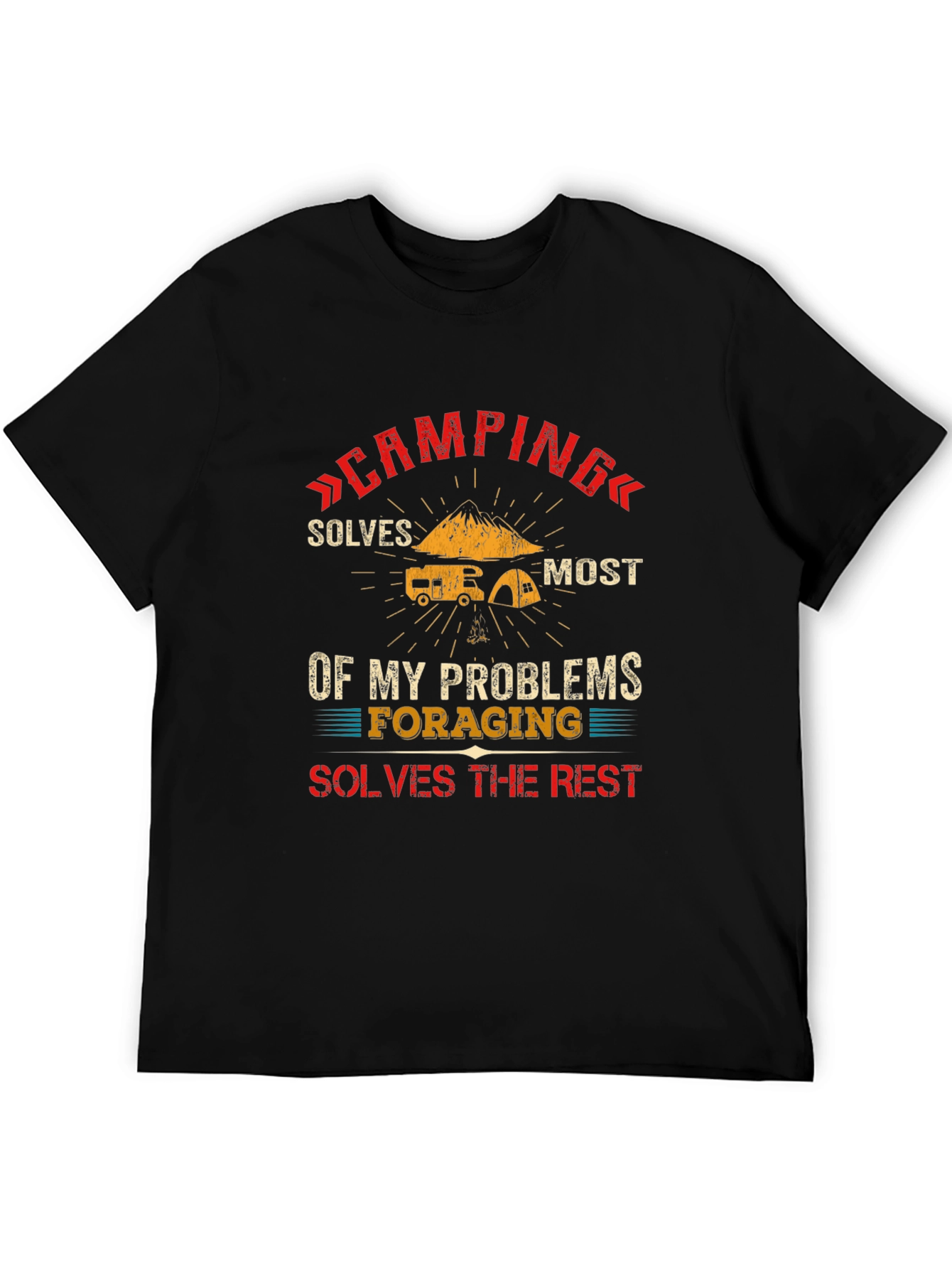 Black Camping Solves Most Problems T-Shirt view 5