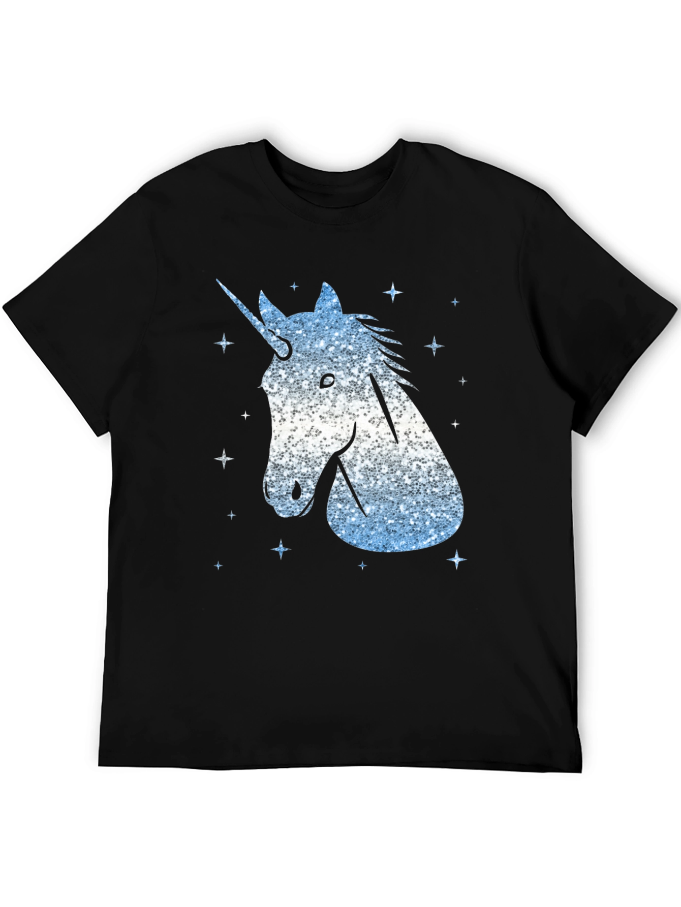Black Unicorn Glitter Graphic Tee - Men's Black T-Shirt view 5