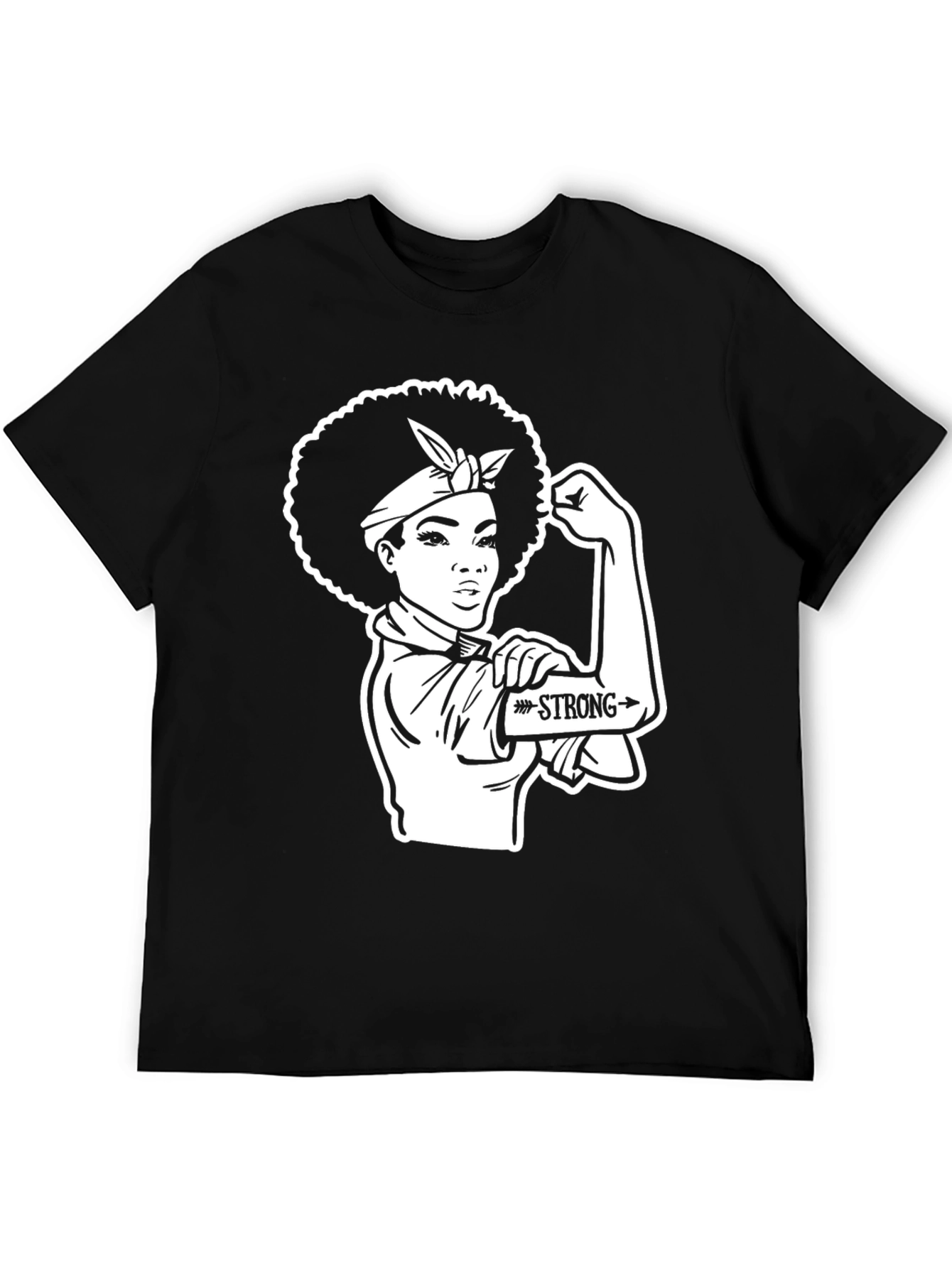 Black Empowered Woman T-Shirt - Rosie the Riveter Style view 5
