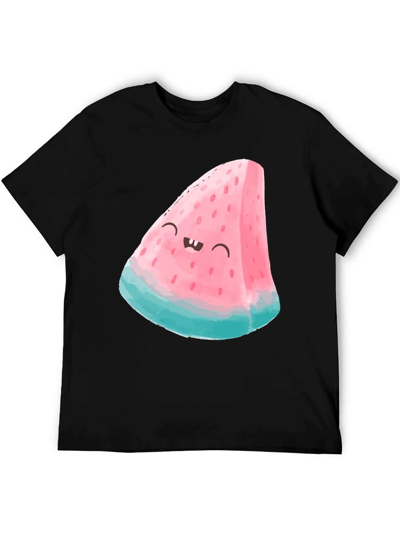 Black Funny Watermelon Slice Graphic Tee - Black view 5