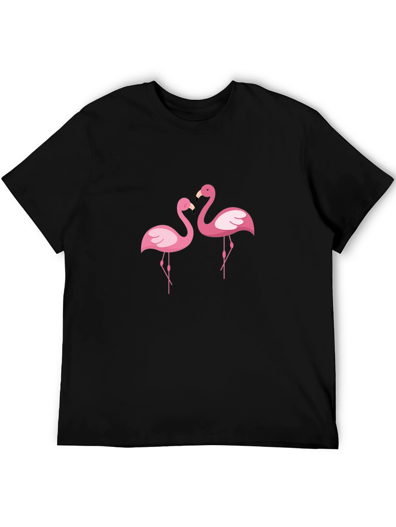 Black Black T-Shirt with Pink Flamingo Design view 5