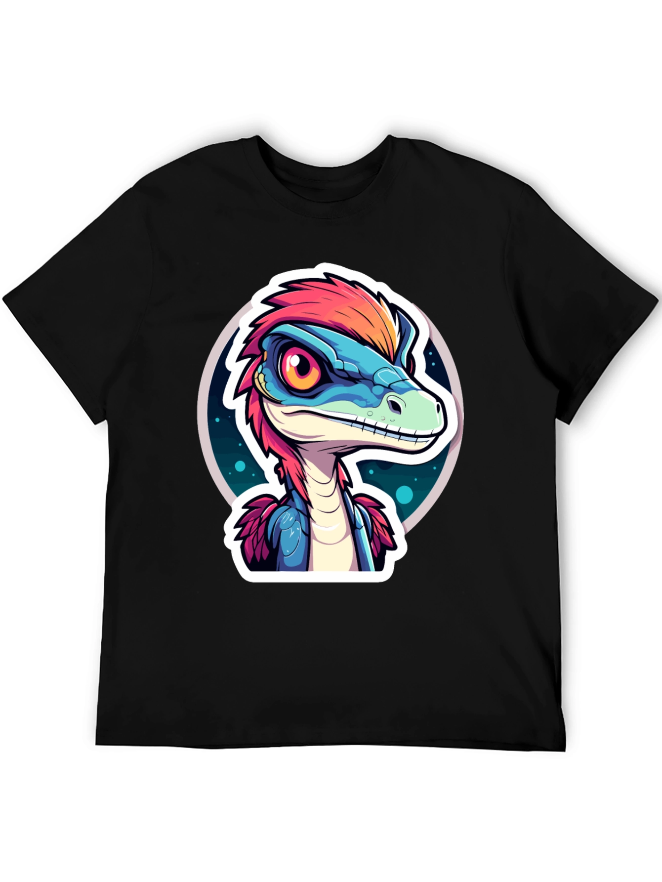 Black Dino T-Shirt: Cartoon Raptor Design view 5