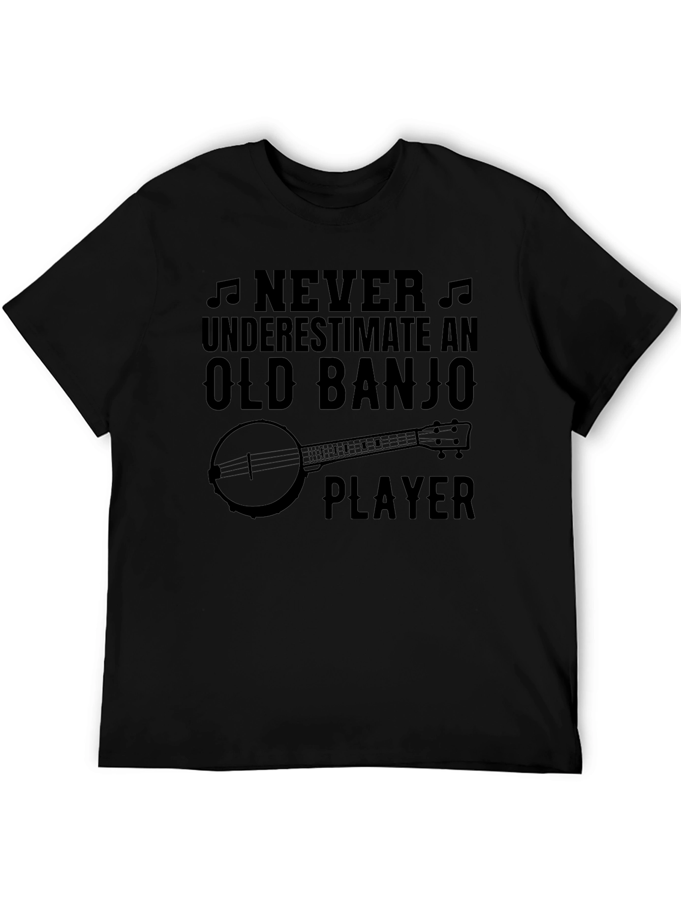 Black Old Banjo Player T-Shirt view 5