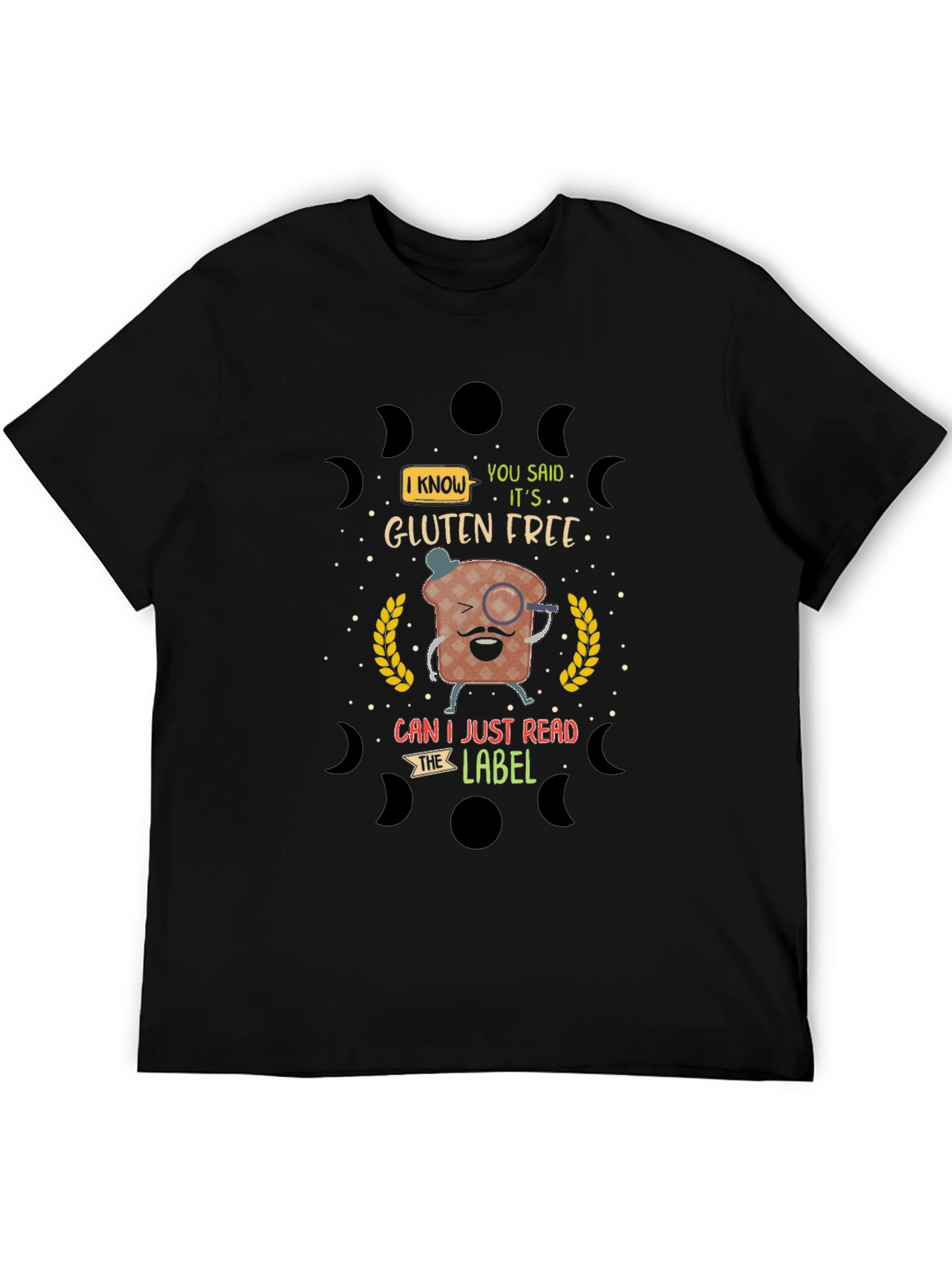 Black Funny Gluten Free T-Shirt view 5