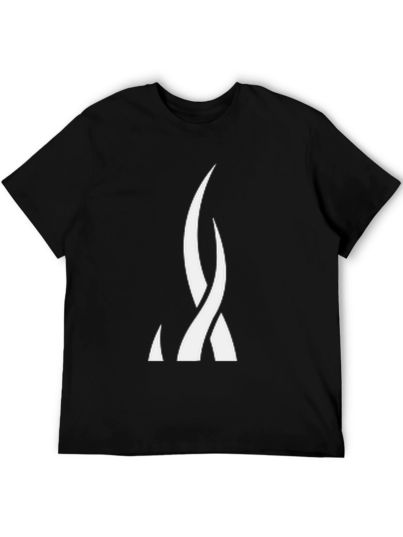 Black Abstract Flame Graphic Tee - Black Cotton Blend view 5