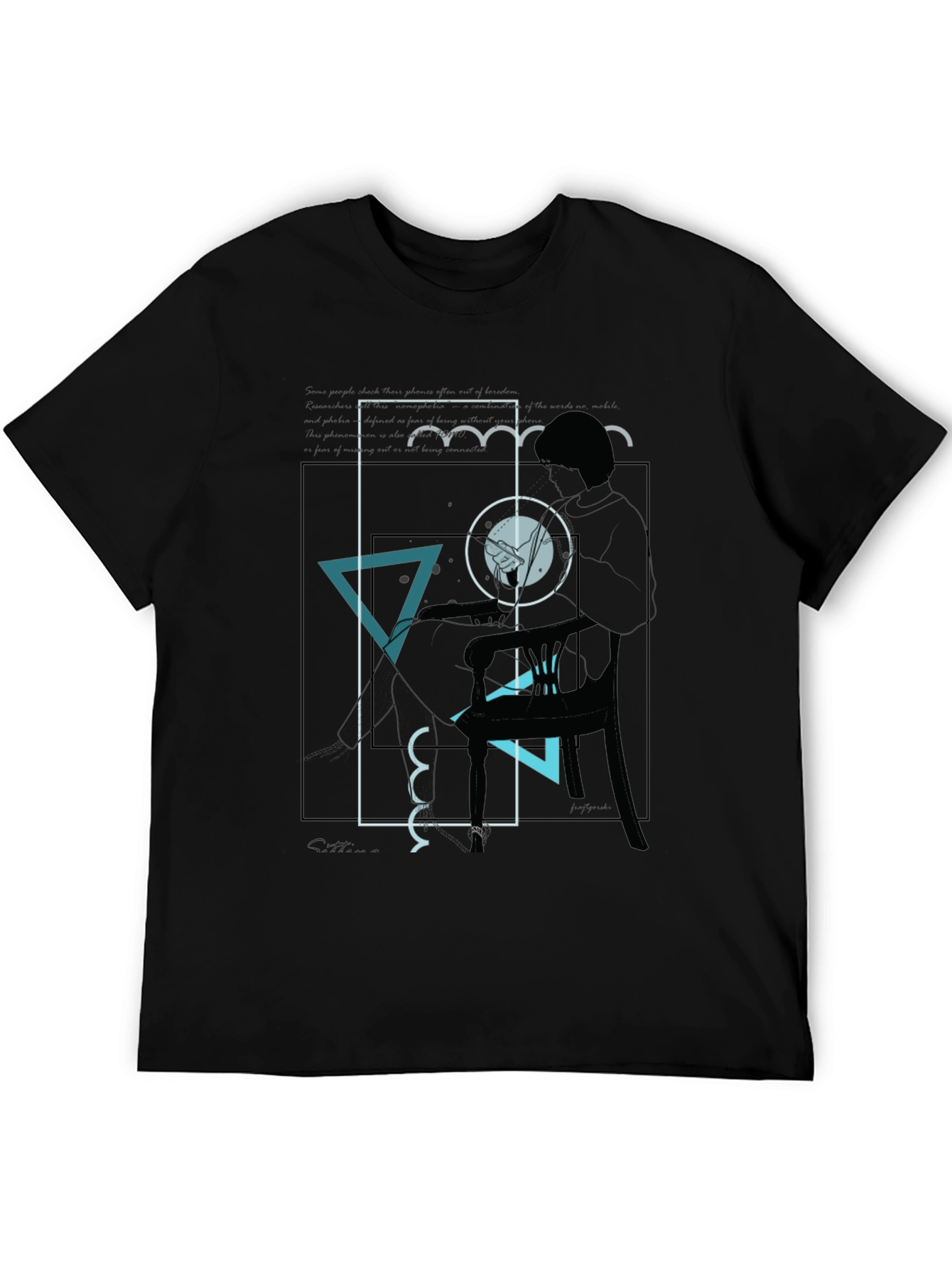 Black Abstract Graphic Tee - Men's Black T-Shirt view 5