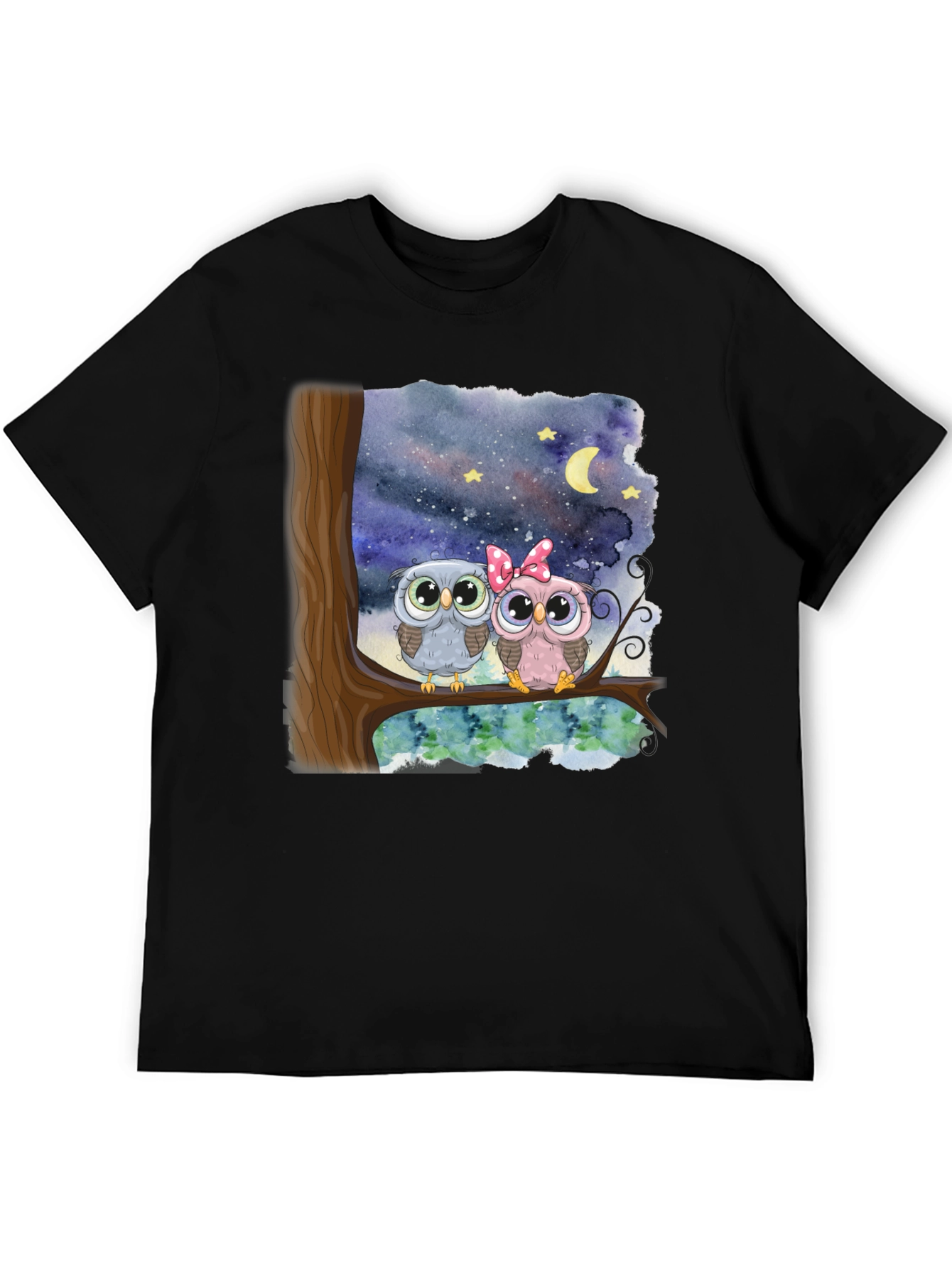 Owl Couple Graphic Tee - Night Sky Design - 5