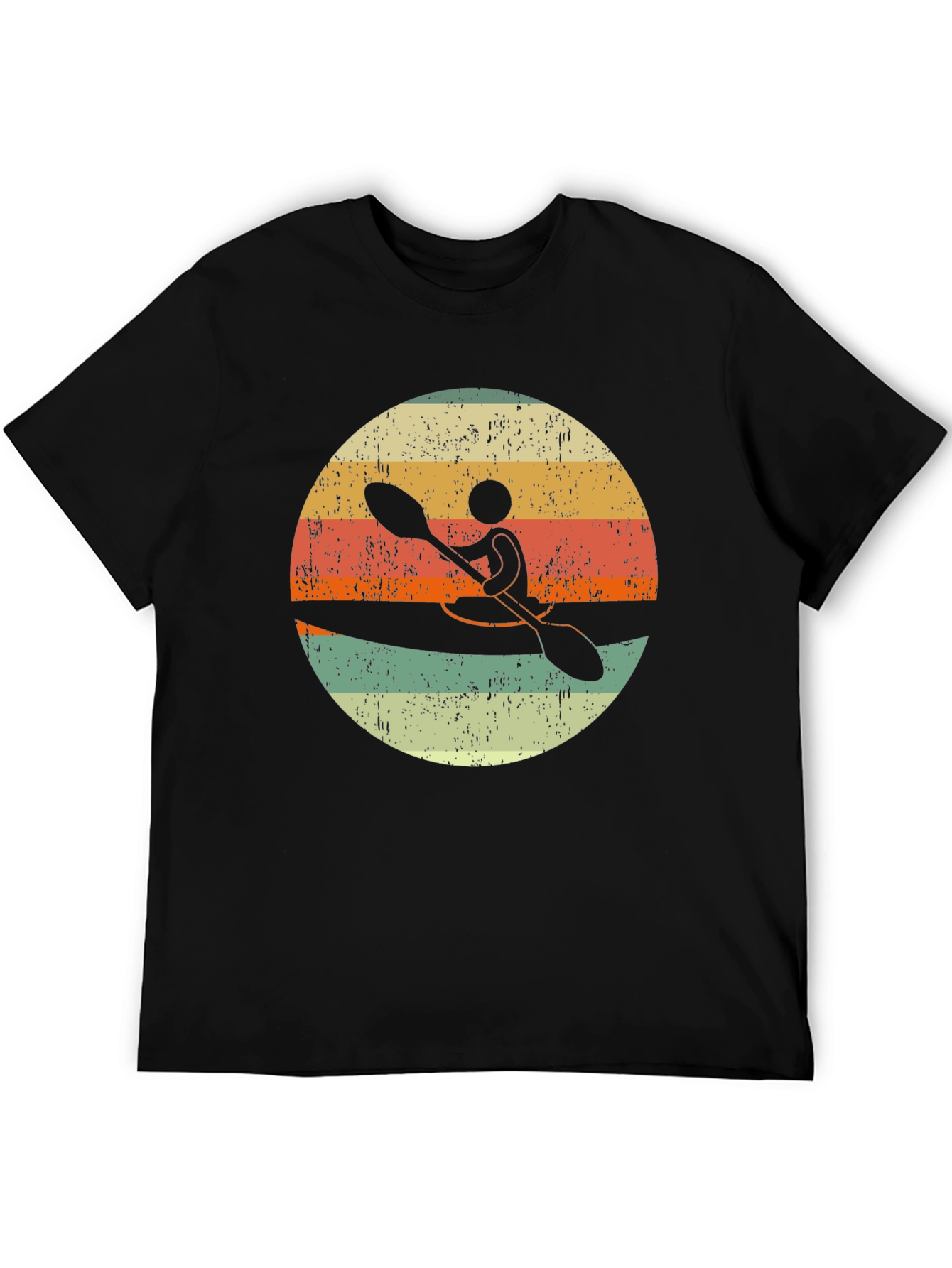 Black Vintage Kayak Sunset T-Shirt view 5