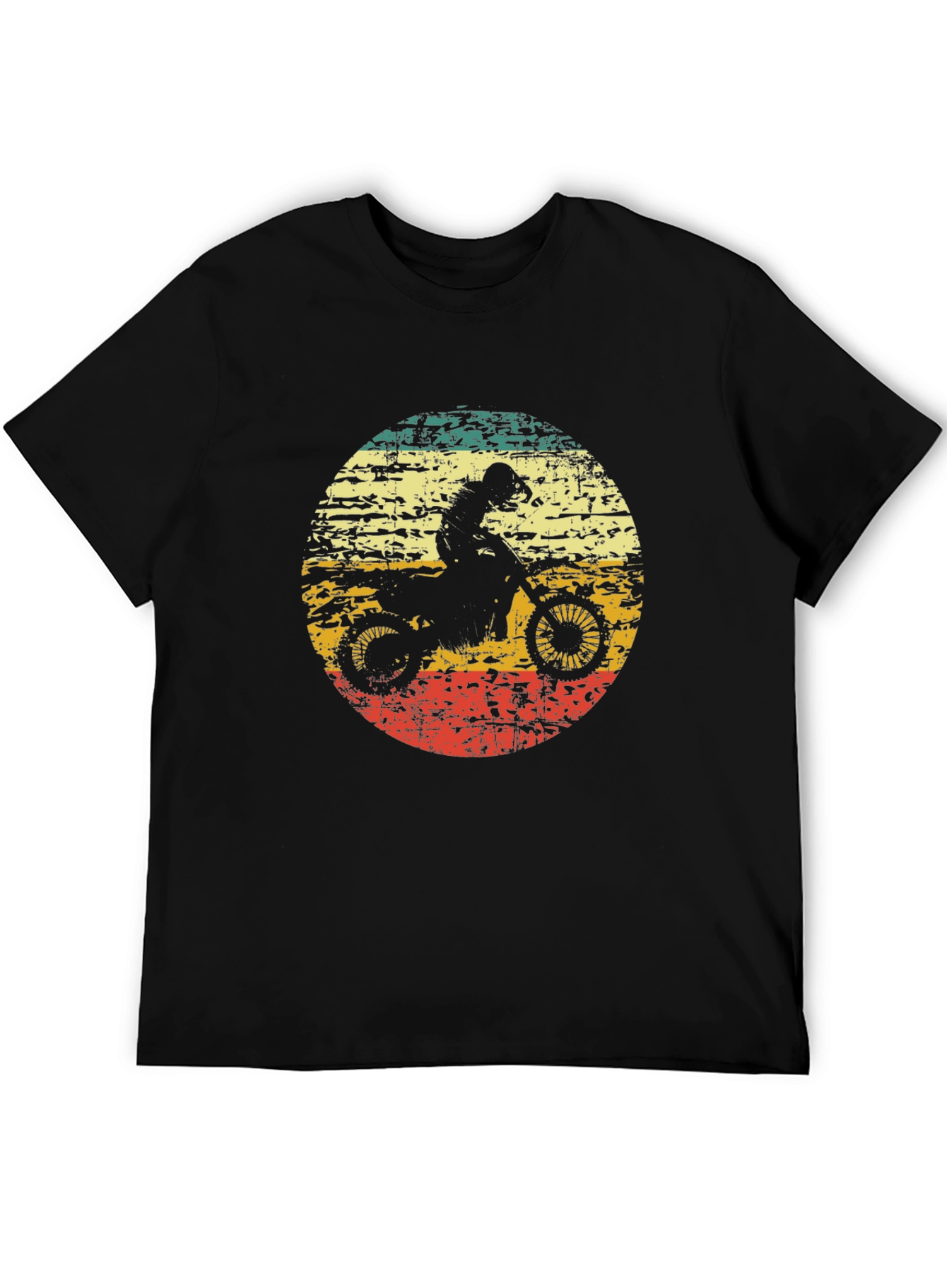 Black Vintage Motocross Rider T-Shirt - Black view 5