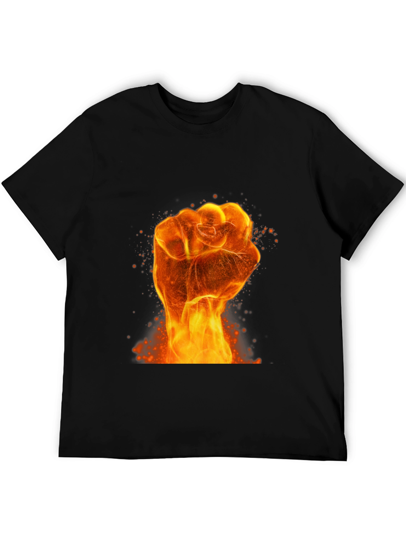 Black Fiery Fist Graphic Print Black T-Shirt view 5