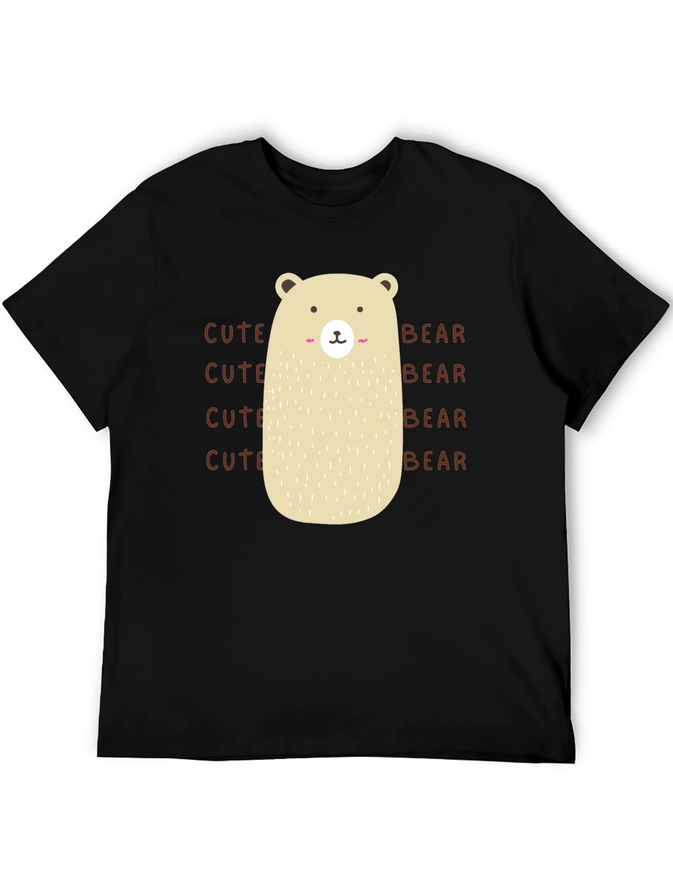 Black Cute Bear Graphic T-Shirt - Black Cotton Tee view 5