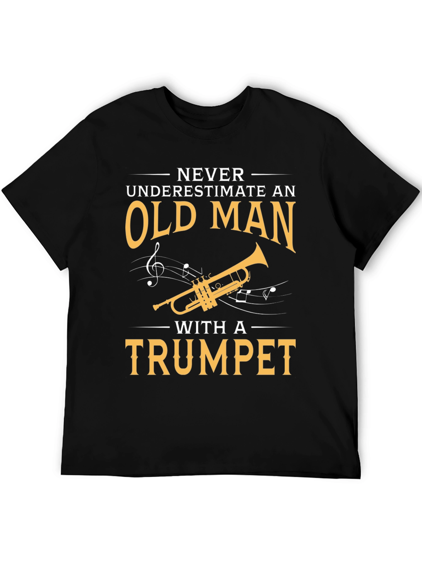 Black Never Underestimate Old Man with Trumpet T-Shirt view 5