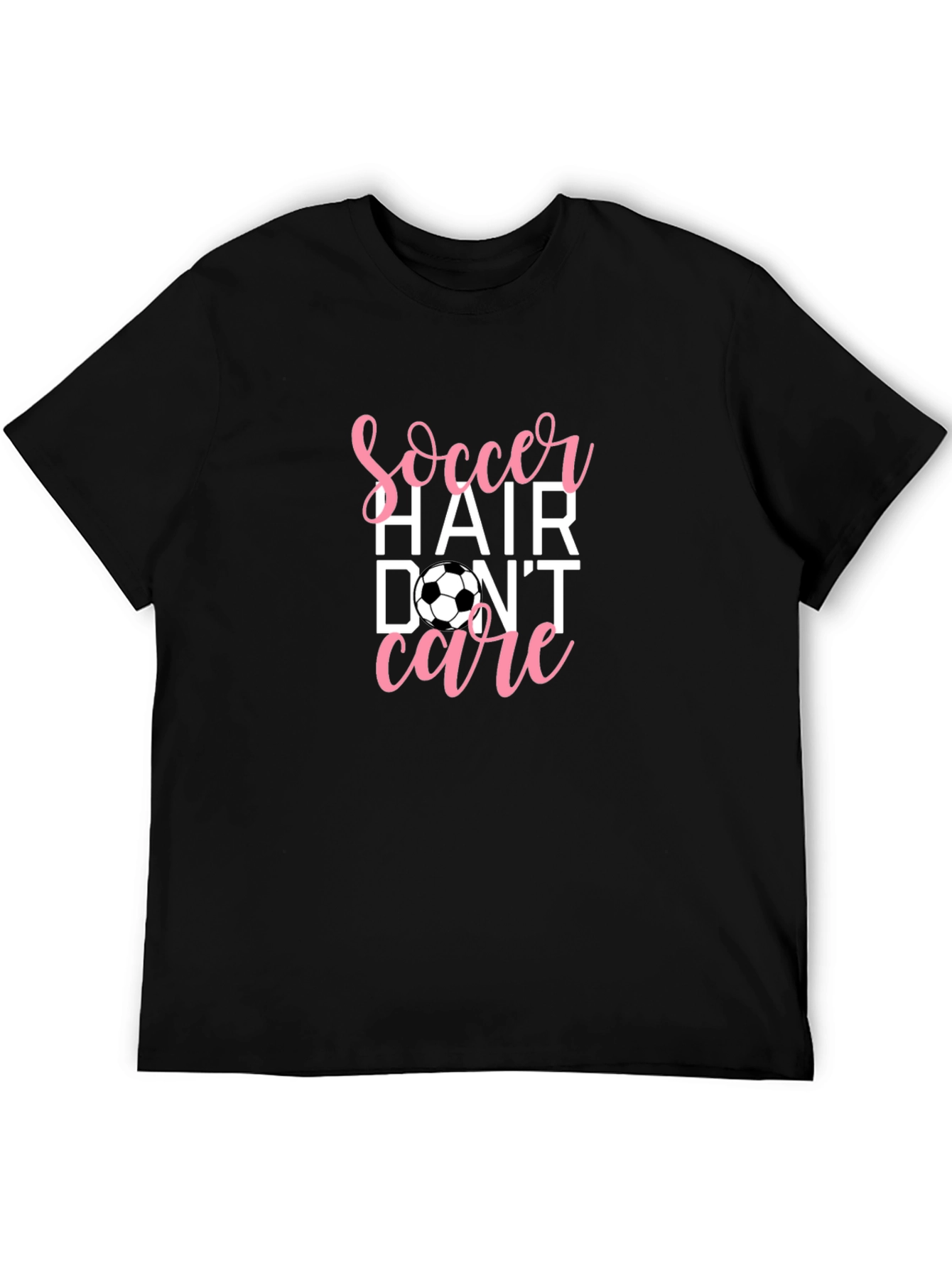 Black Soccer Hair Don't Care Graphic Tee view 5