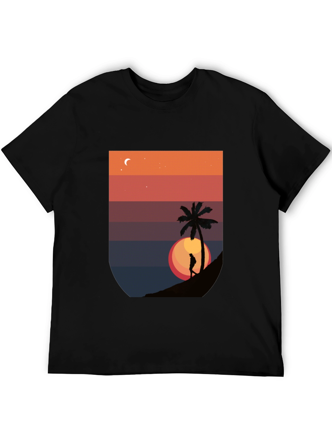 Black Sunset Palm Graphic T-Shirt - Men's Black Tee view 5