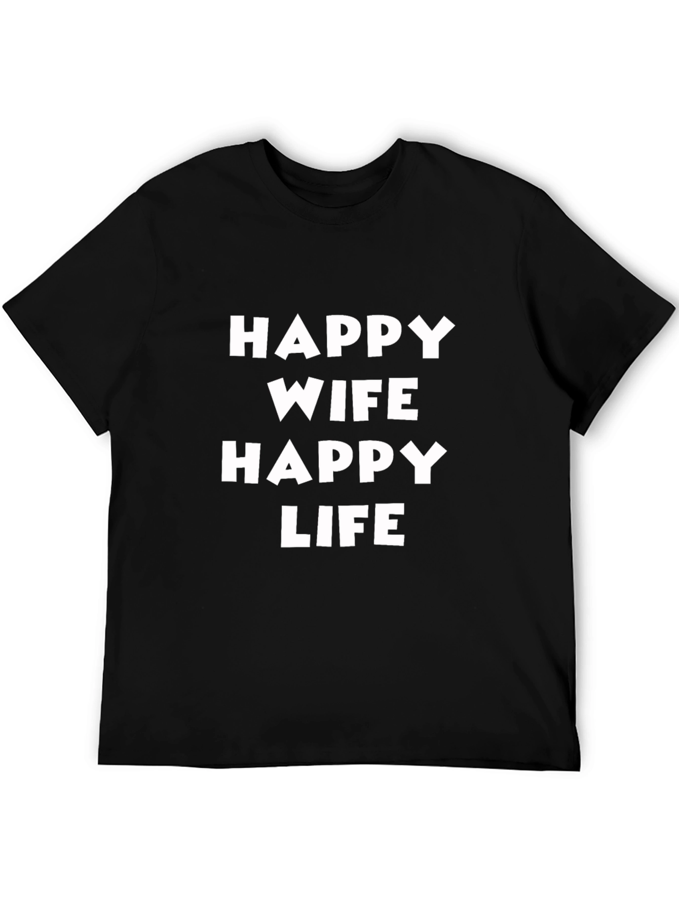 Black Happy Wife, Happy Life T-Shirt - Black view 5
