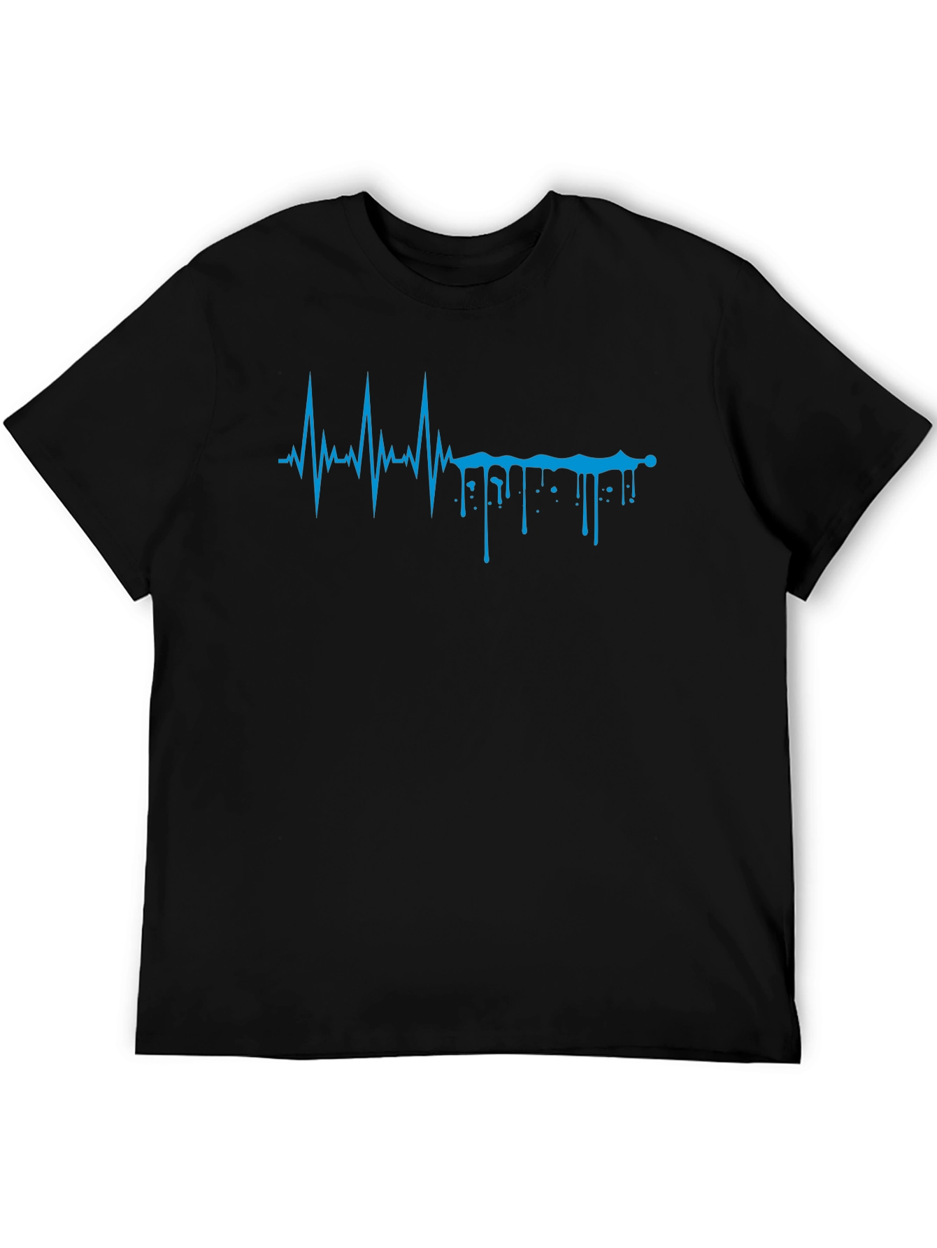 Black Heartbeat Drip Graphic Tee - Modern Design view 5