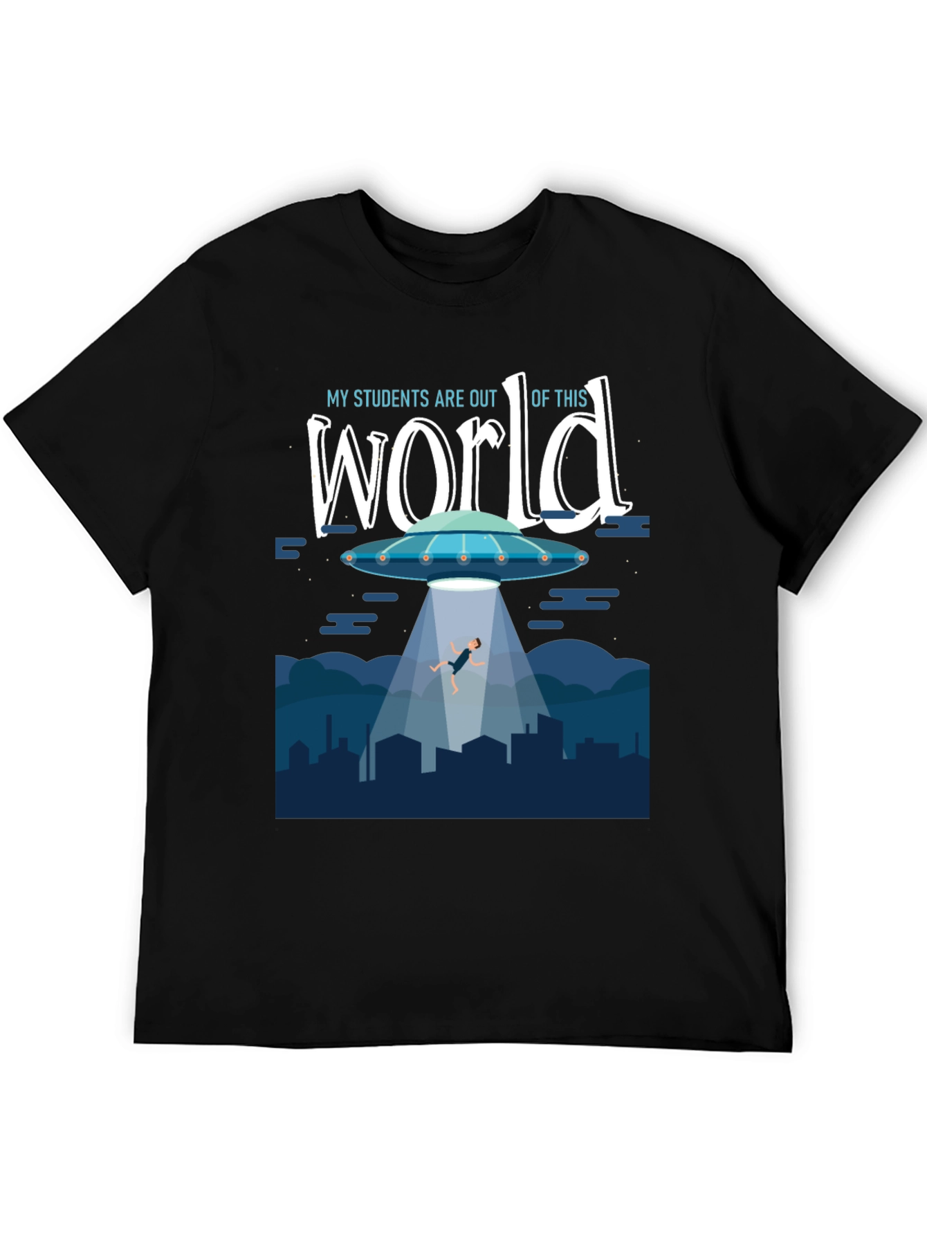 Black Out Of This World Teacher T-Shirt view 5