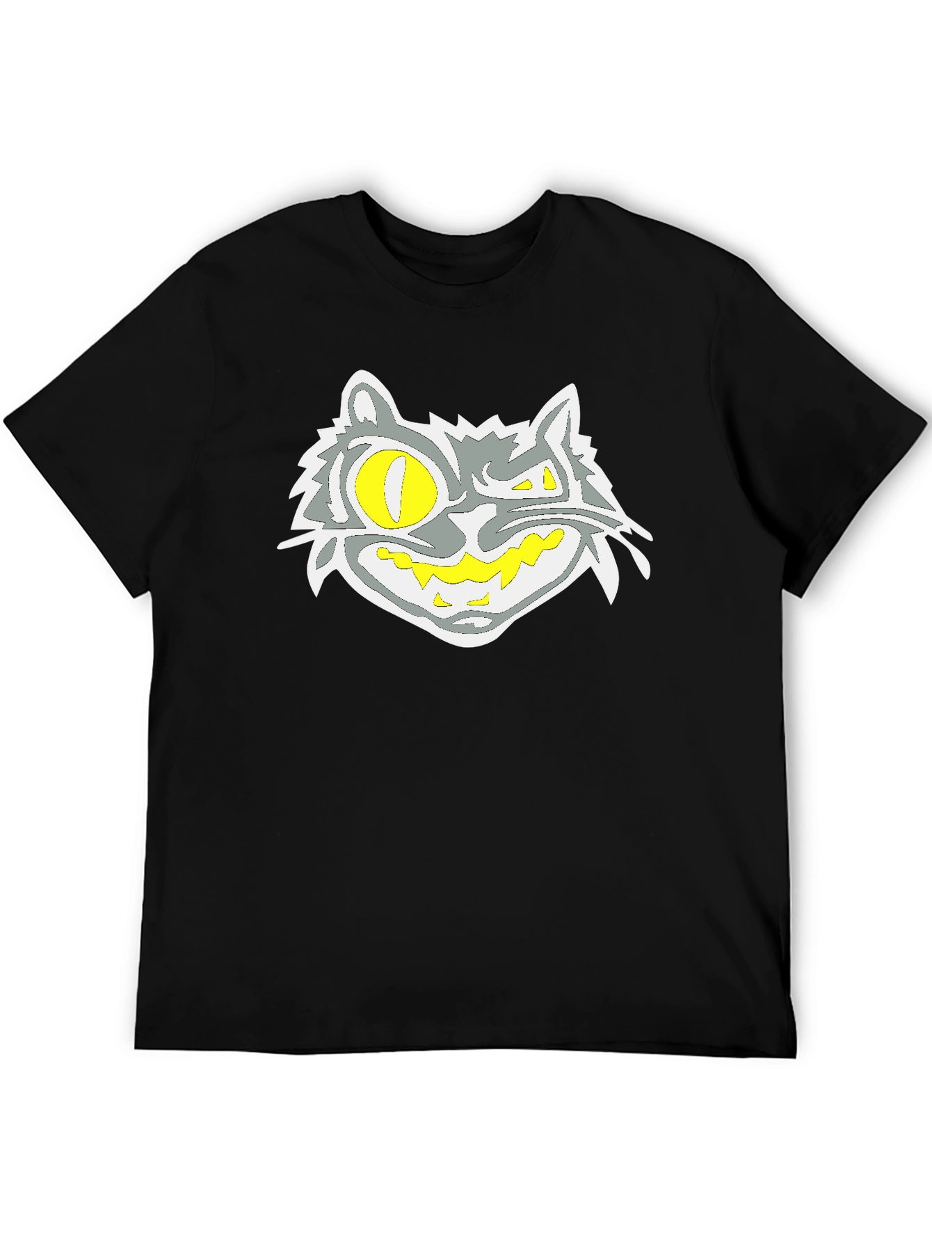 Black Grinning Cat Graphic Black Tee view 5