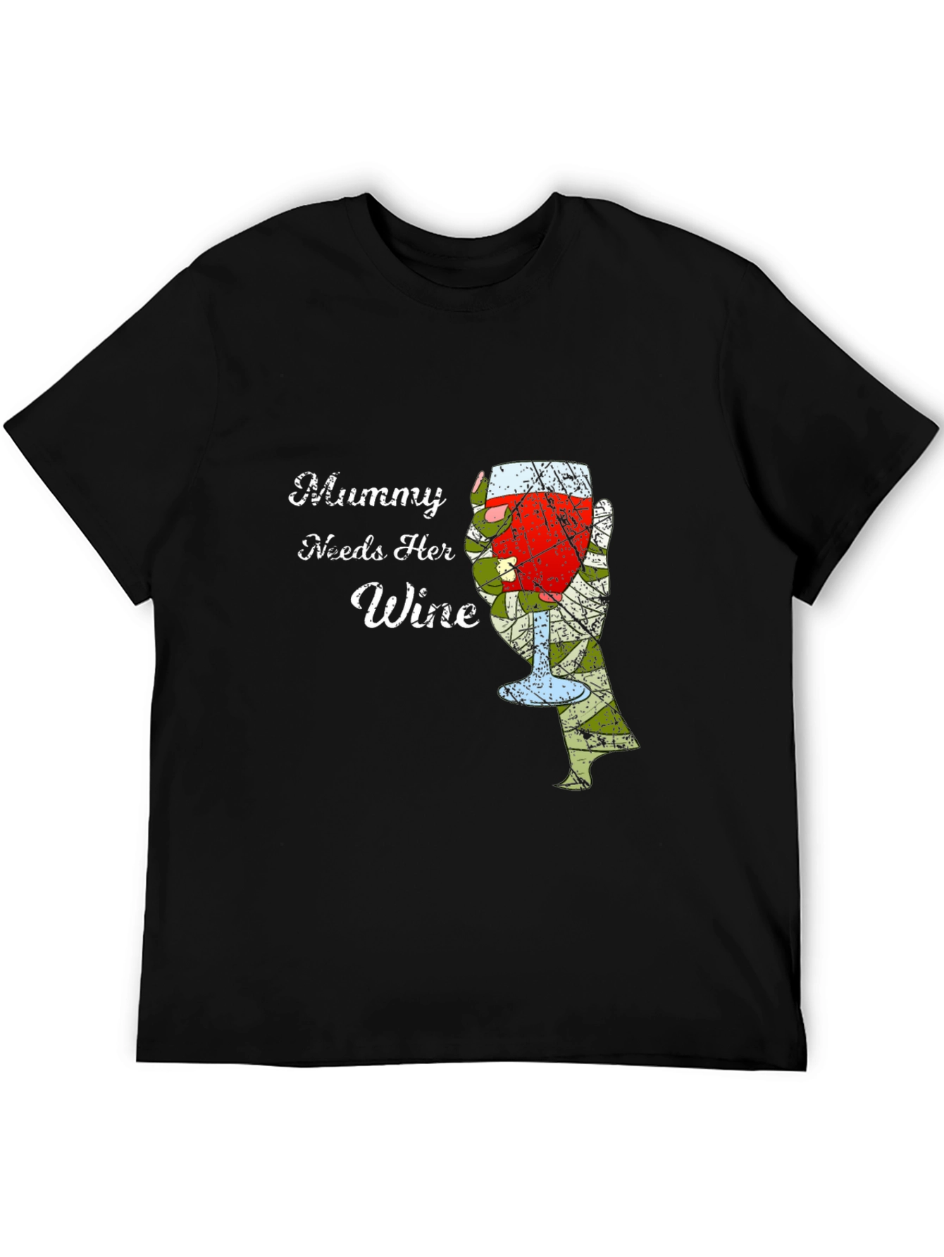 Black Mummy Needs Wine Graphic Tee - Novelty T-Shirt view 5