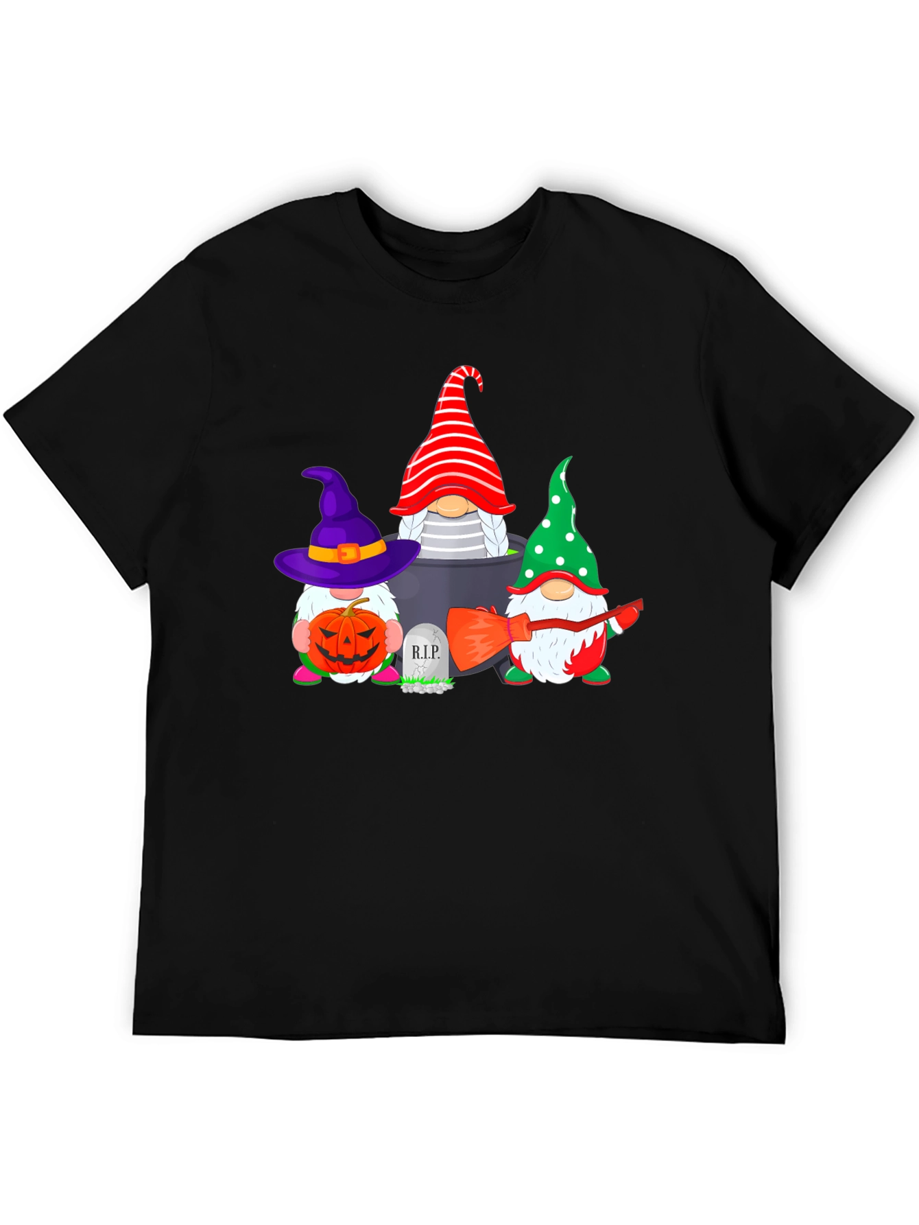Black Halloween Gnomes Black T-Shirt view 5