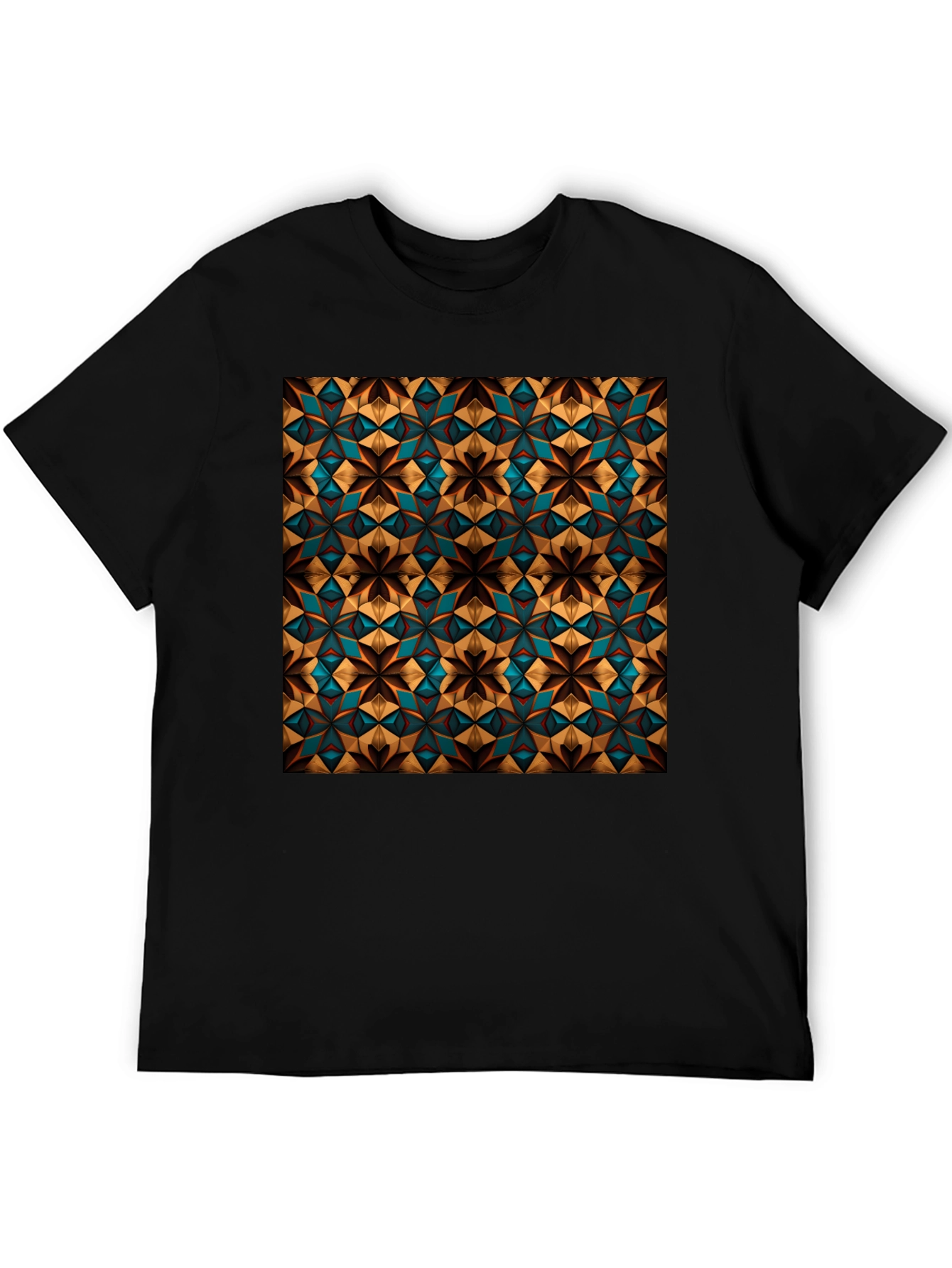 Black Geometric Pattern T-Shirt - Stylish Black Tee view 5