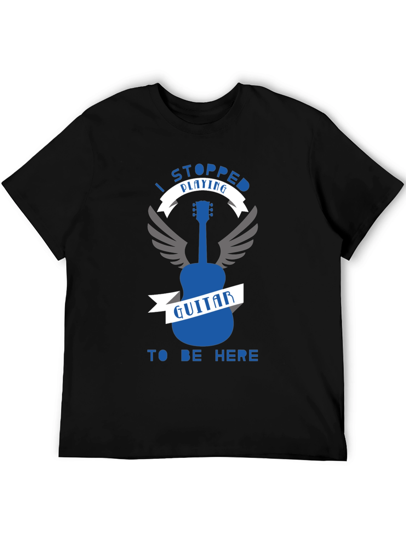 Black I Stopped Playing Guitar T-Shirt - Funny Musician Tee view 5