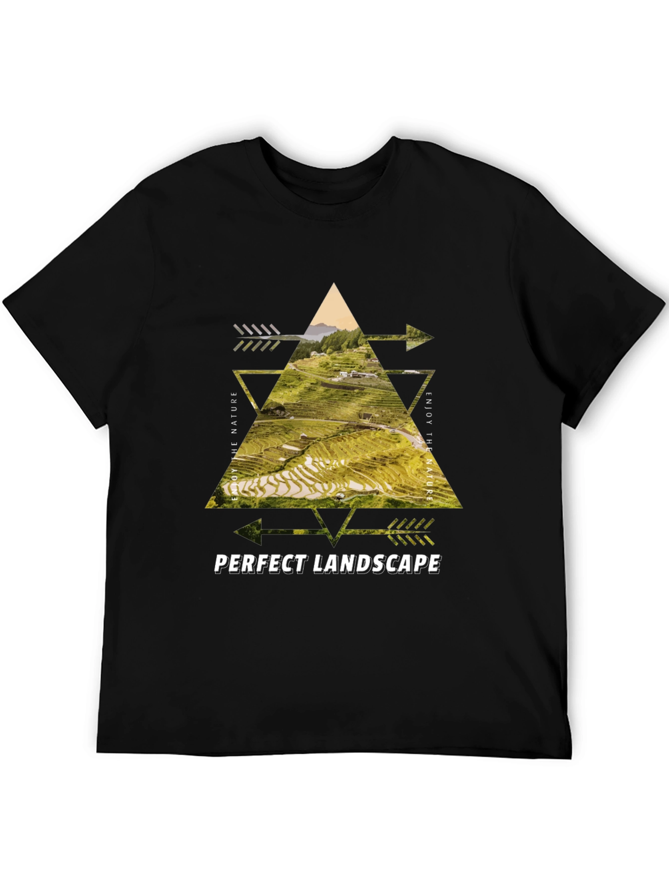 Black Nature Landscape Graphic Tee - Black Cotton Blend view 5