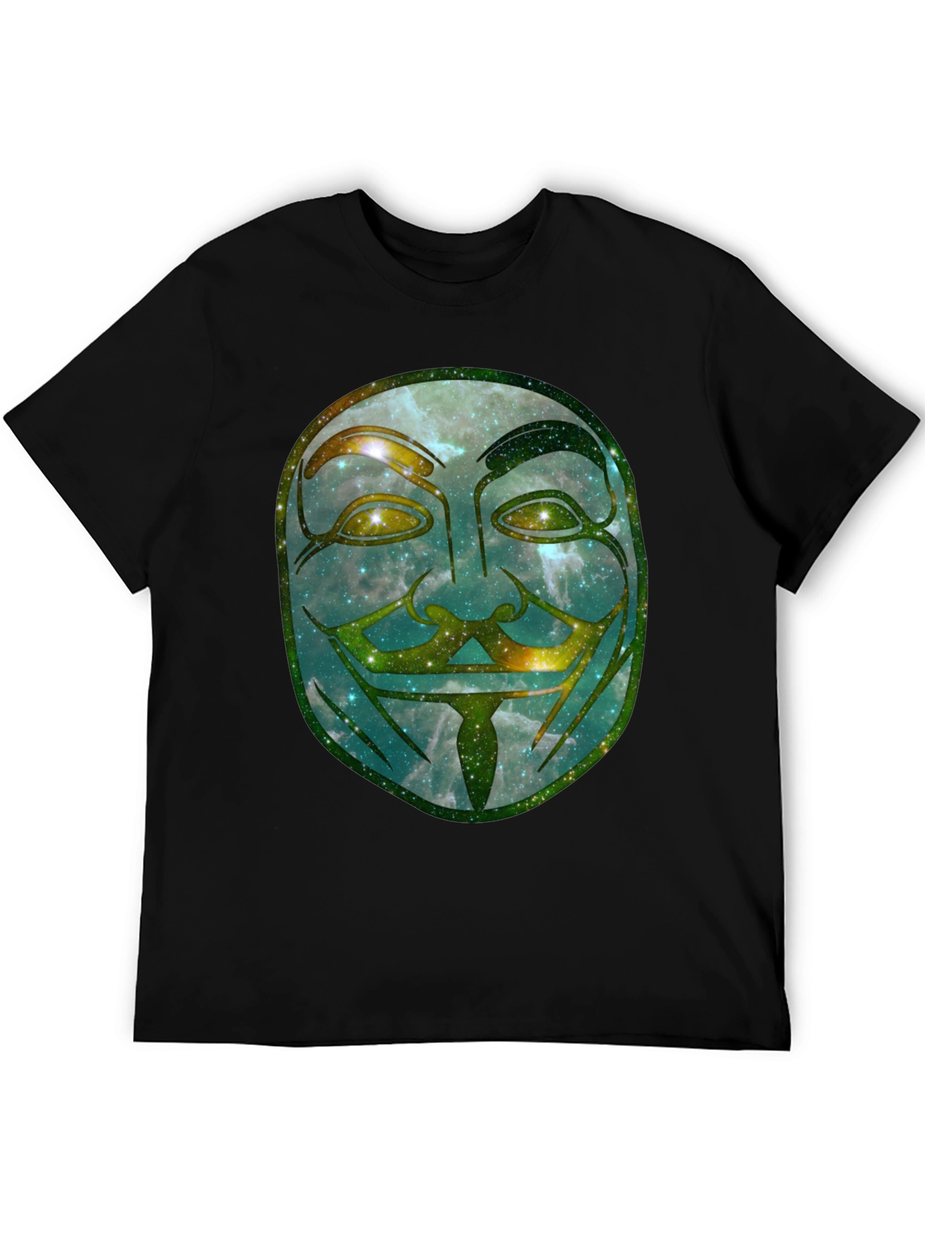 Black V for Vendetta Galaxy Mask Graphic Tee - Men's Black T-Shirt view 5